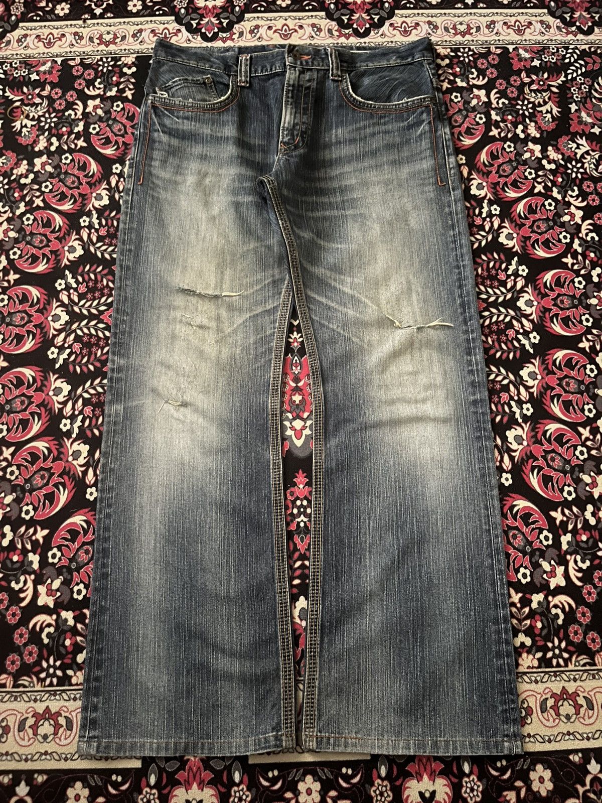Kapital ⚡️Distressed⚡️Vintage Japanese Edwin XV Buckle Back Blue Jeans Size US 36 / EU 52 - 2 Thumbnail