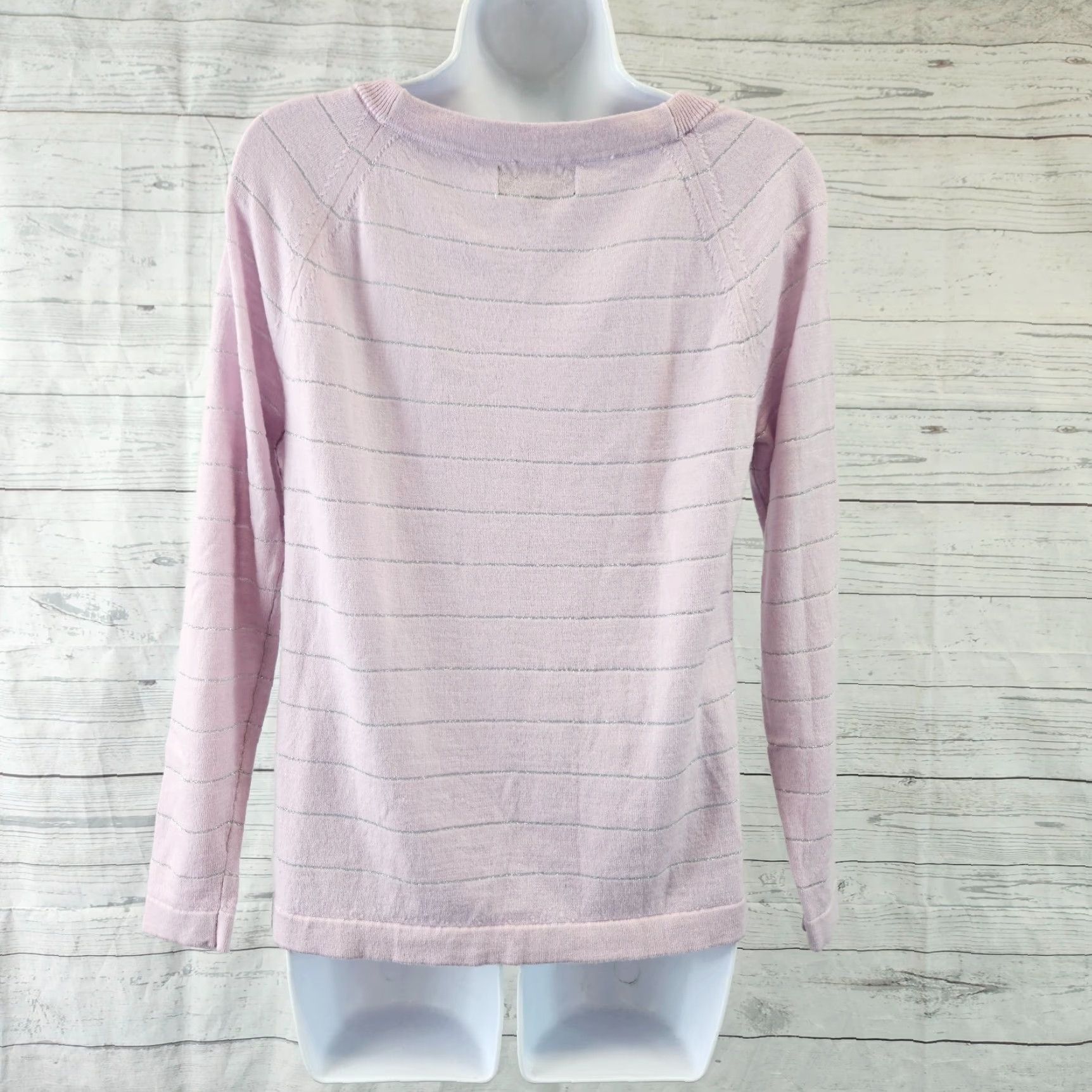 Banana Republic VINTAGE Banana Republic Womens Merino Wool Sweater Sz Medium Purple Silver Stripe Size M / US 6-8 / IT 42-44 - 4 Thumbnail