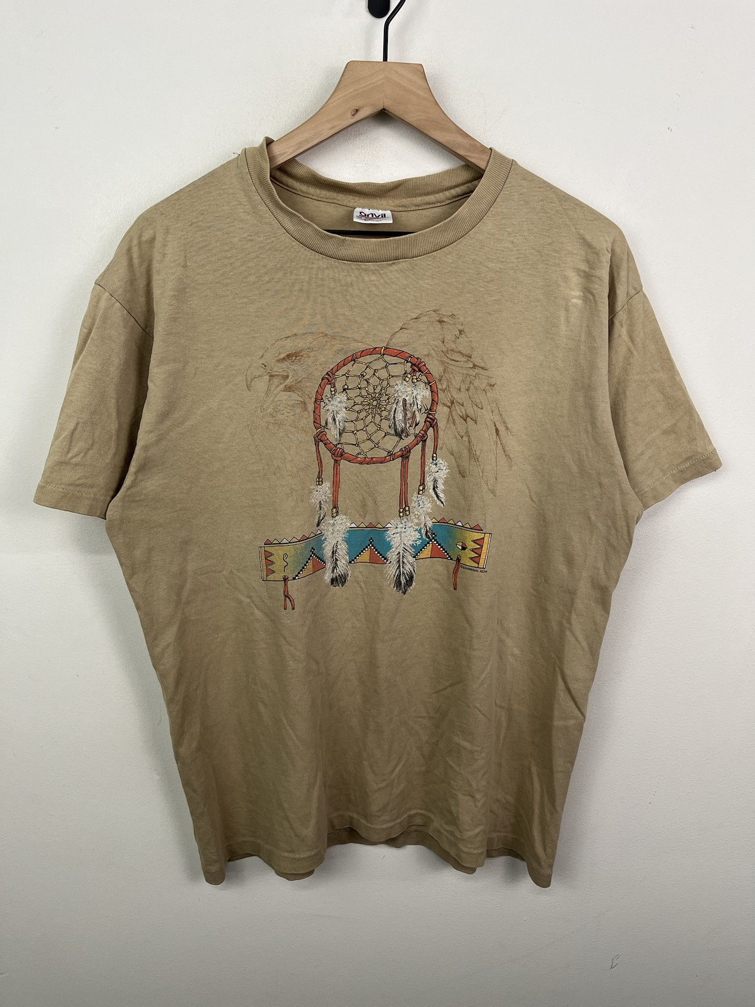 Vintage Vintage 80s Single Stitch Dream Catcher Eagle Native T Shirt Size L Size US L / EU 52-54 / 3 - 1 Thumbnail