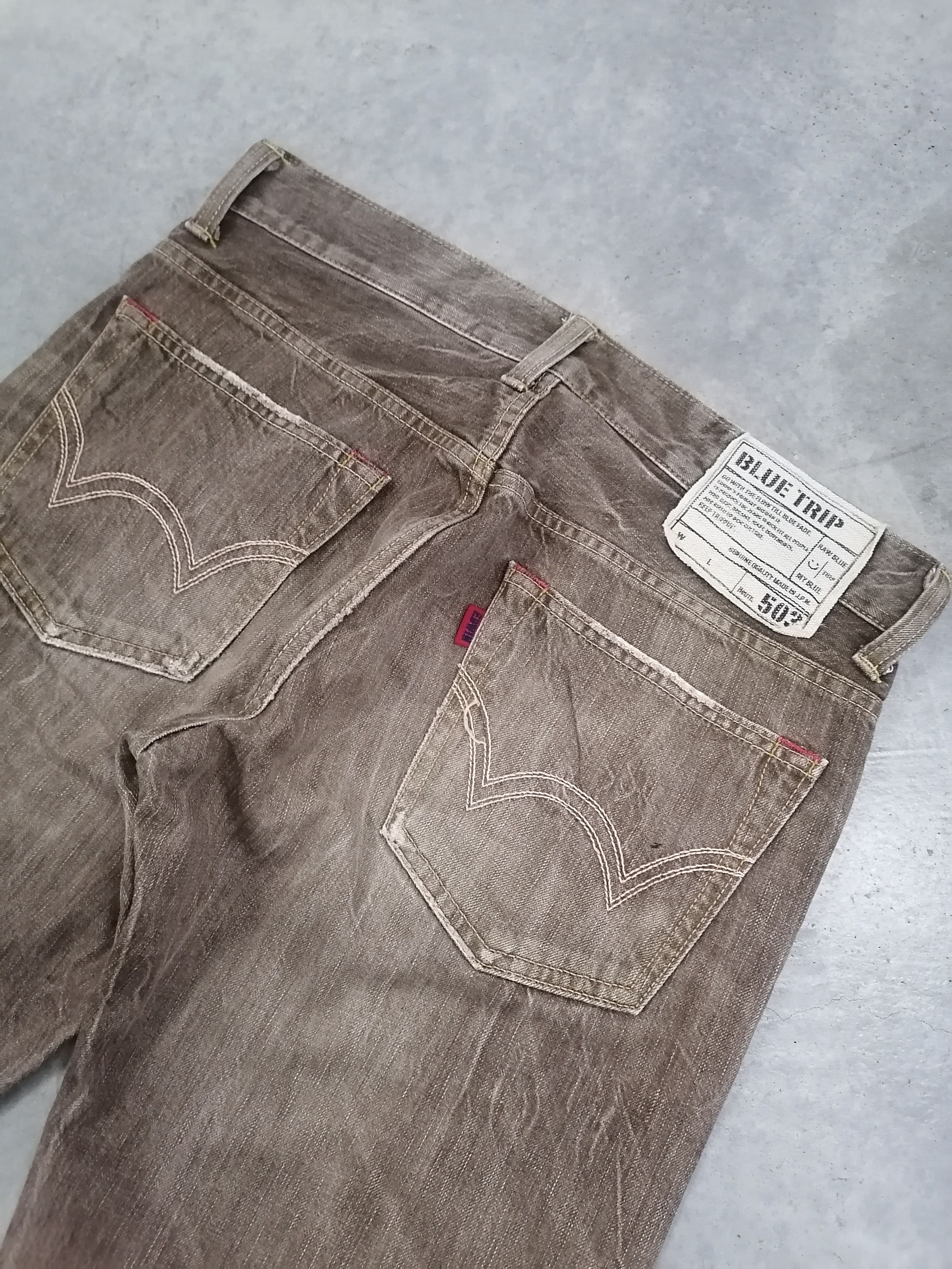 14th Addiction × Japanese Brand Edwin 503 Brown Claw Mark Distressed Denim Pants Size US 34 / EU 50 - 10 Thumbnail