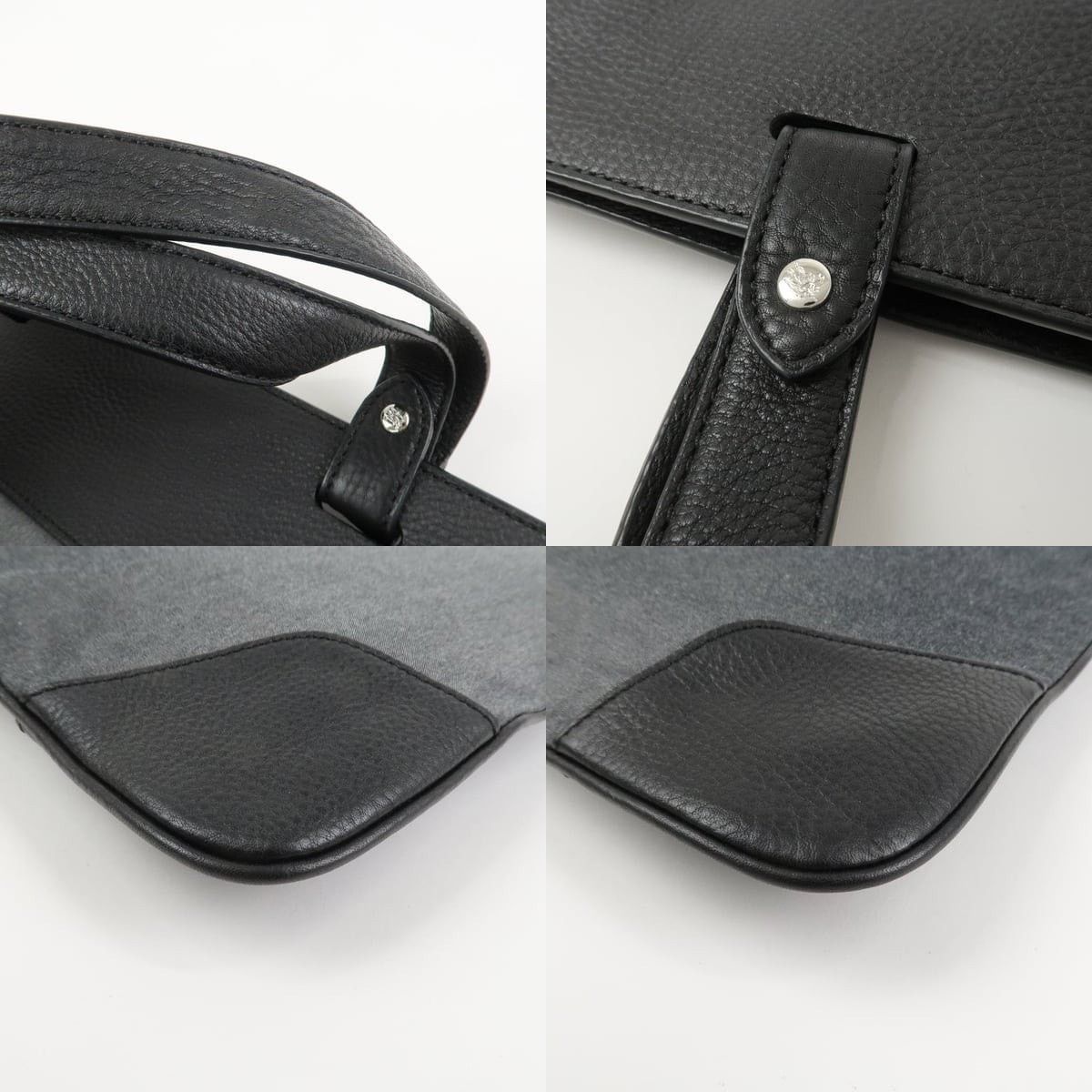 Burberry Burberry Logo Leather Canvas Tote Gray Size ONE SIZE - 4 Thumbnail