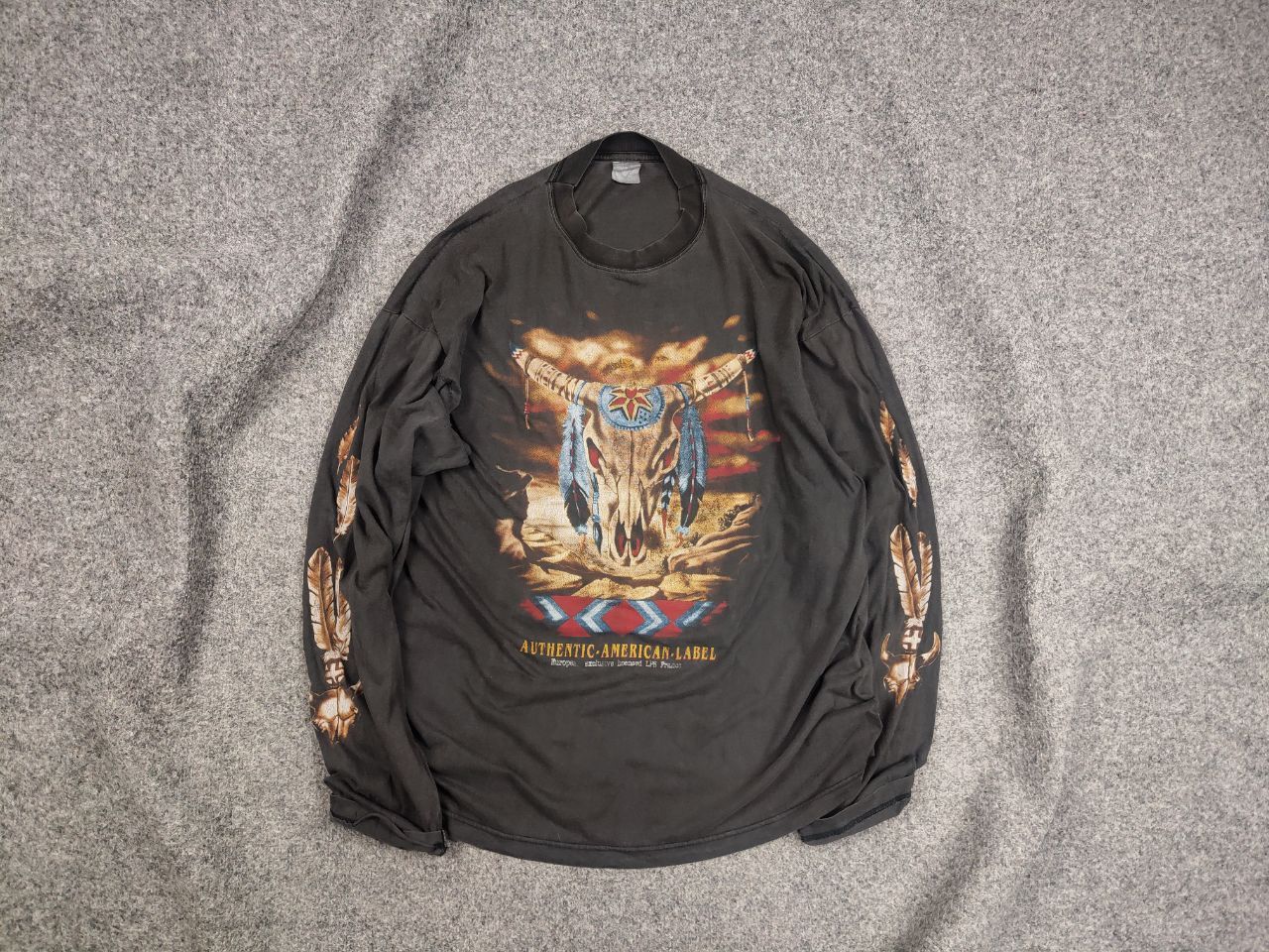 Vintage Vintage 90s Authentic American label skull horns long sleeve Size US L / EU 52-54 / 3 - 2 Thumbnail
