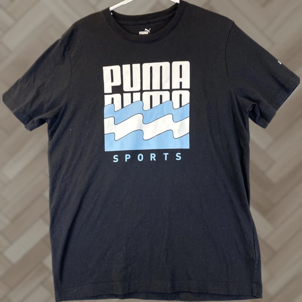 Puma PUMA Men Short Sleeve T-Shirt L Black / 73-6 Crew Neck Logo Size US L / EU 52-54 / 3 - 1 Thumbnail