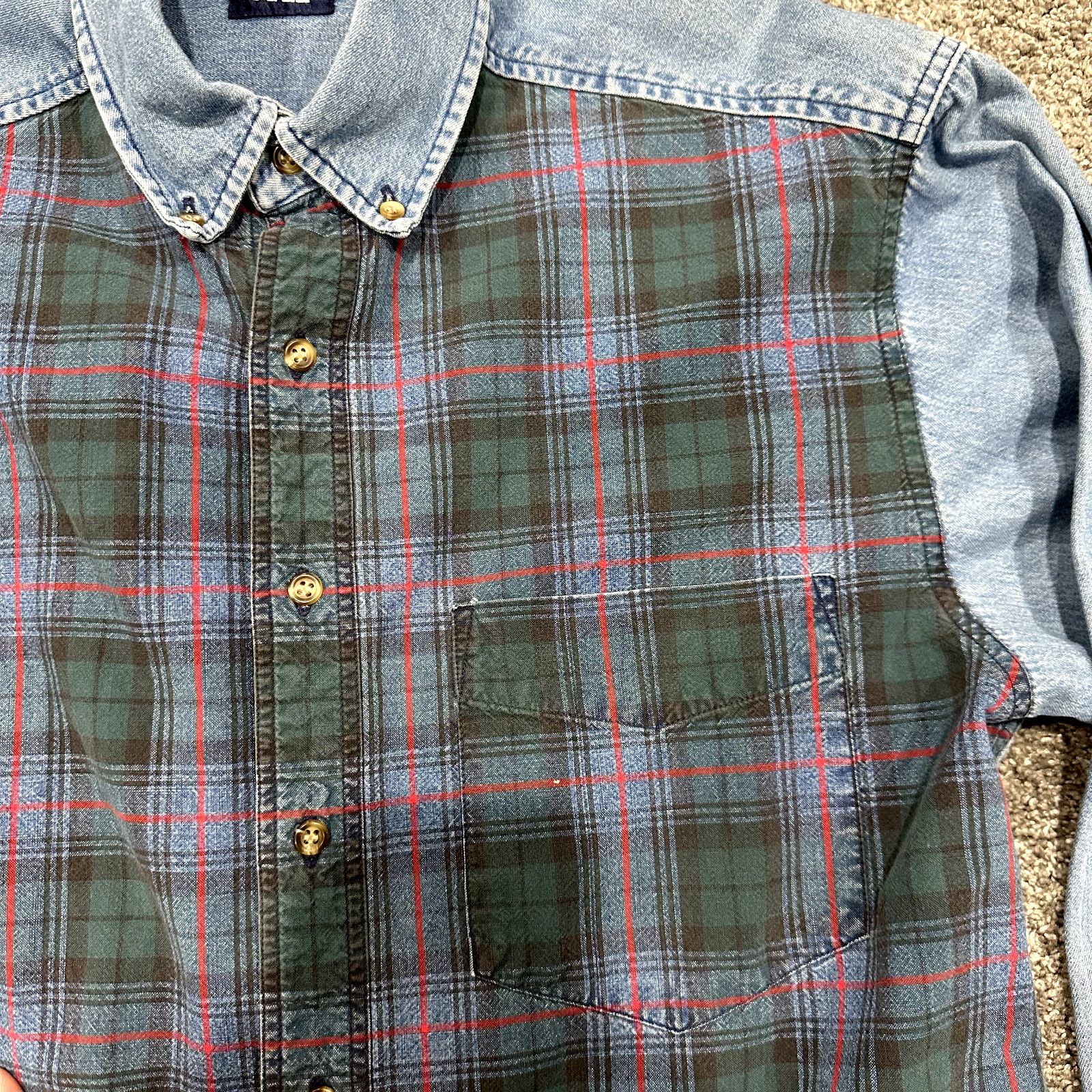 Gap VTG 90s Gap Denim Shirt Mens M Plaid Long Sleeve Gorpcore Size US M / EU 48-50 / 2 - 2 Thumbnail