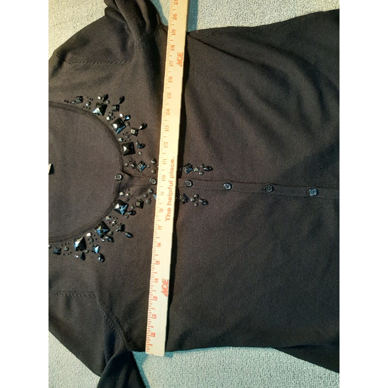 Apt. 9 APT 9 Long Sleeve Button-Up Shirt Black XL Beaded Women Classic Casual Button-Up Collared Woven All Seasons Size XL / US 12-14 / IT 48-50 - 5 Thumbnail