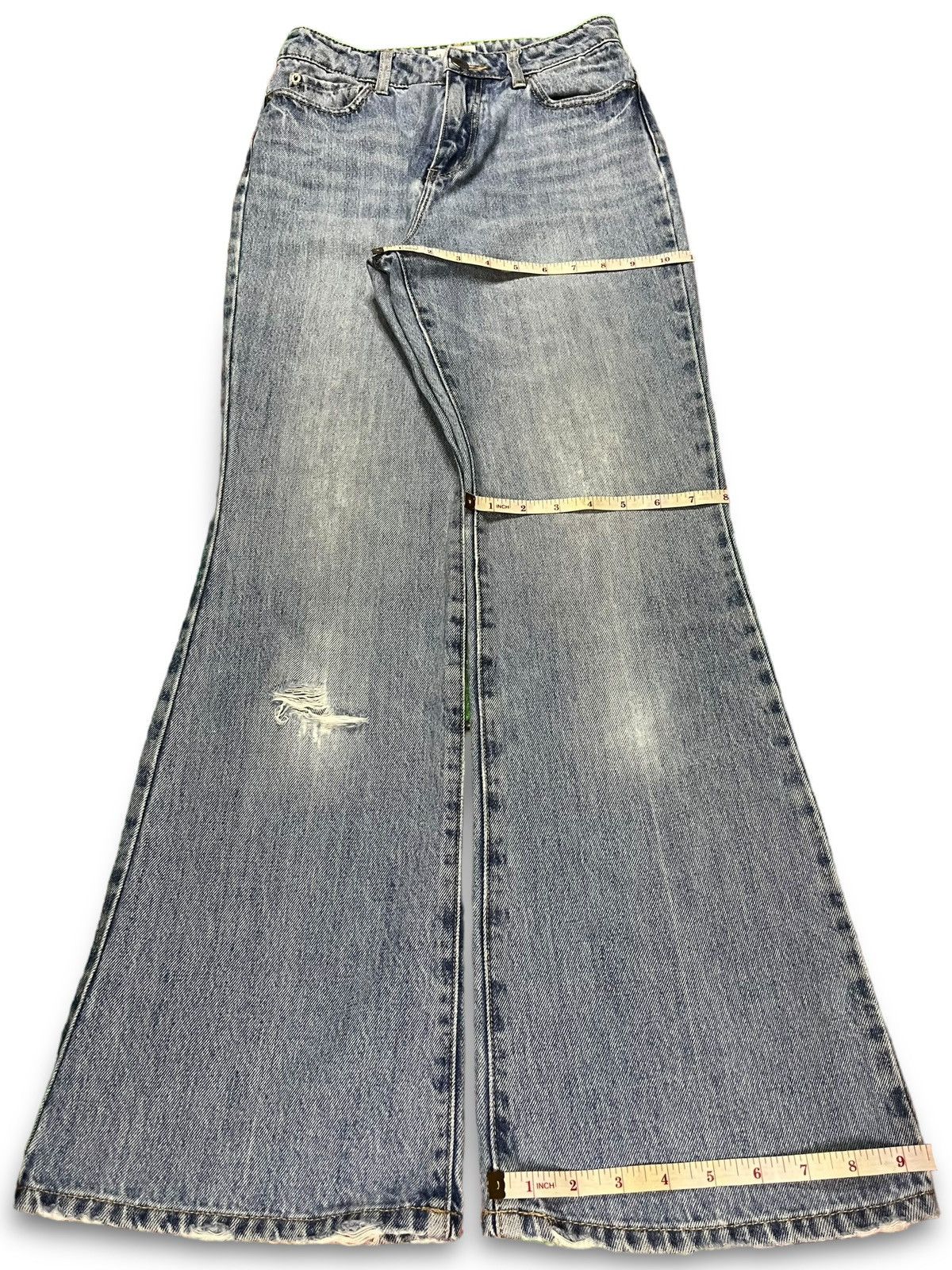 Japanese Brand SALES🔥Vintage Japanese Brand Blue Wash Distress Flare Jeans Size 26" / US 2 / IT 38 - 13 Thumbnail