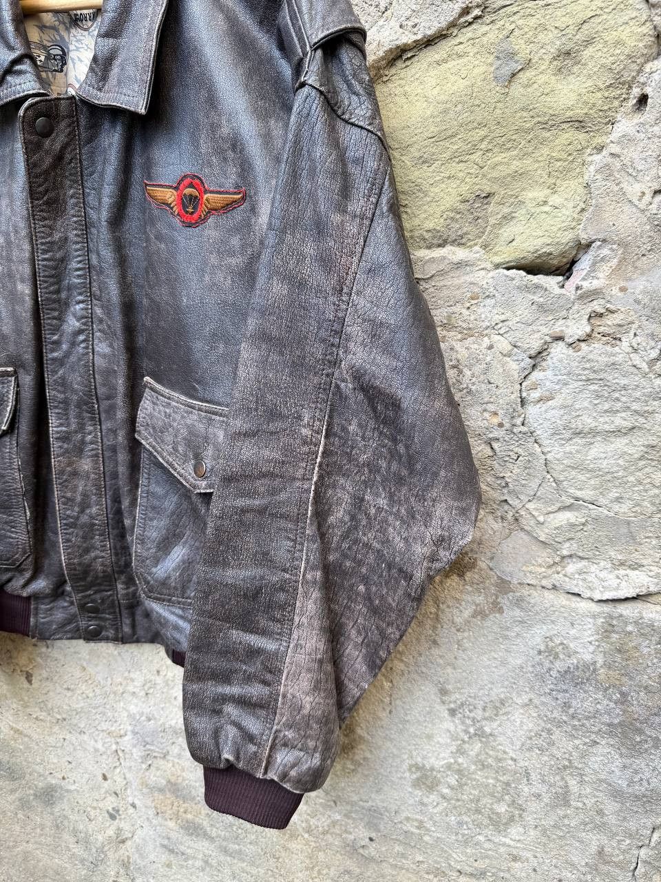 Vintage Vintage 90s Oversized Distressed Leather Bomber Jacket Size US XL / EU 56 / 4 - 3 Thumbnail