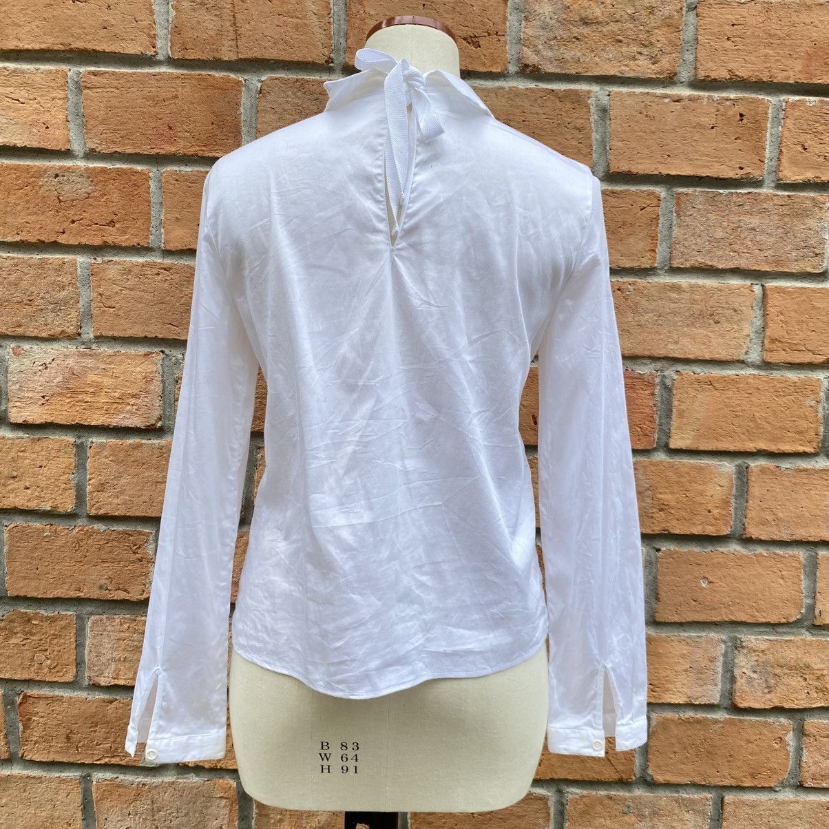 Emporio Armani Emporio Armani Long Sleeve Collared Blouse with Back Bow Tie Size S / US 4 / IT 40 - 4 Thumbnail
