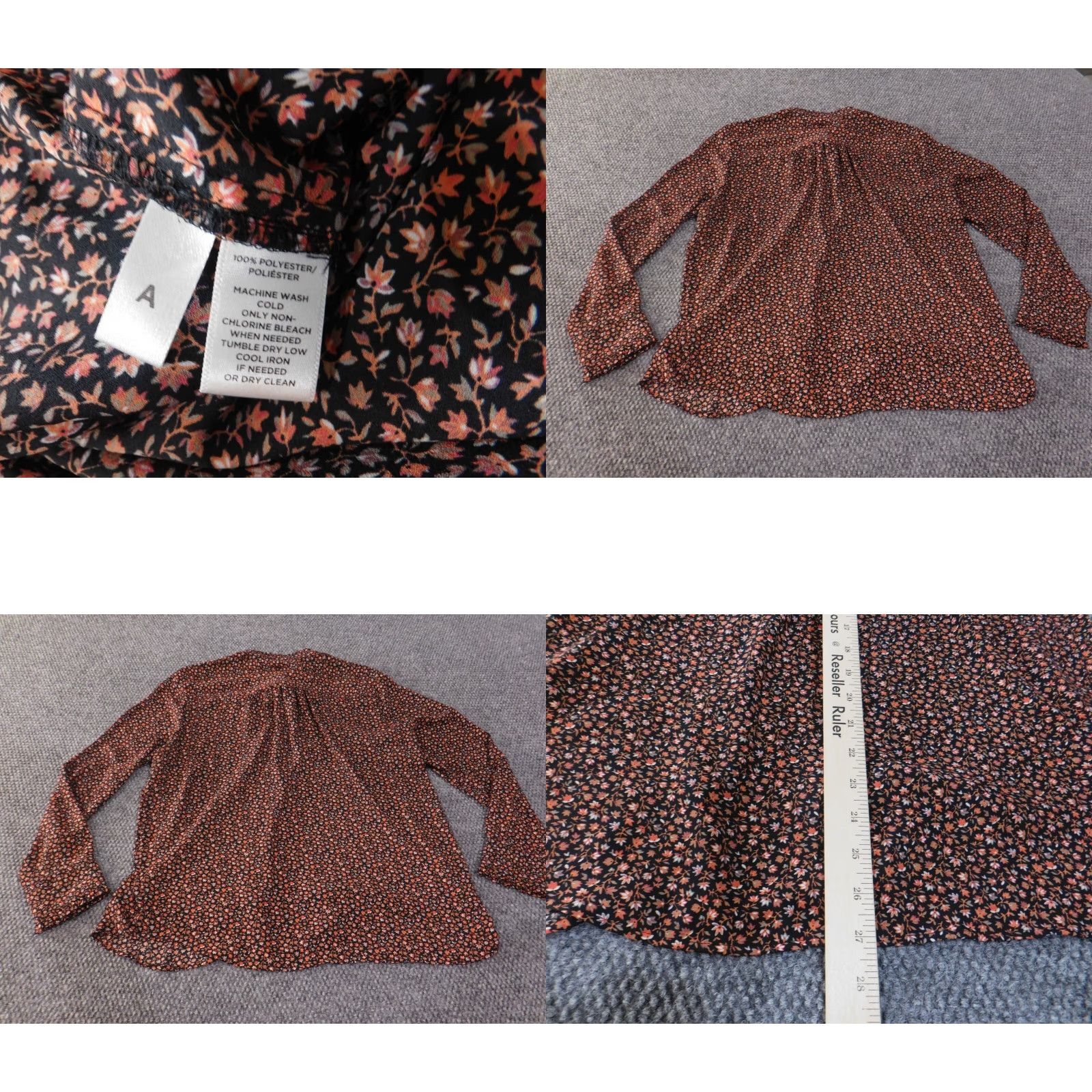 Ann Taylor Ann Taylor Loft Shirt Womens L Red Floral Button-Up Casual Long Sleeve Round Neck Pullover Rayon Woven Button-Front Vintage: No Size L / US 10 / IT 46 - 8 Thumbnail