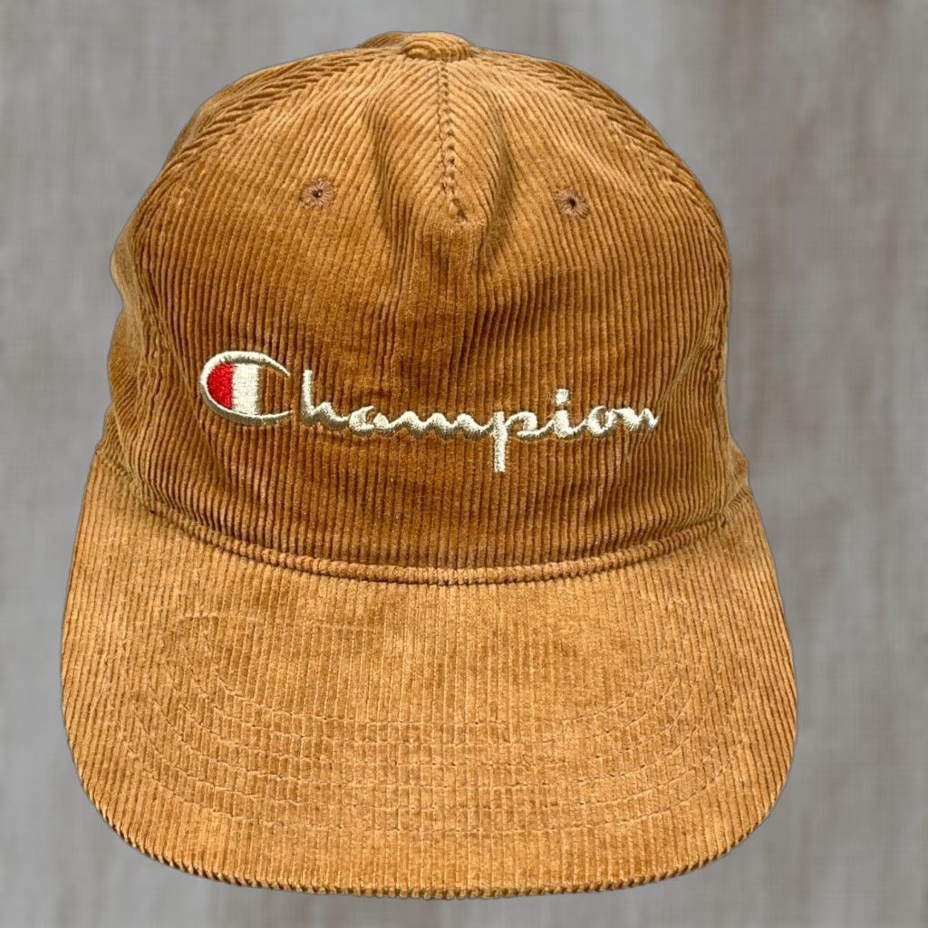 Champion Champion Hat Cap Leather Strap Back Brown Corduroy Dad Adjustable Mens Cord Size ONE SIZE - 1 Thumbnail
