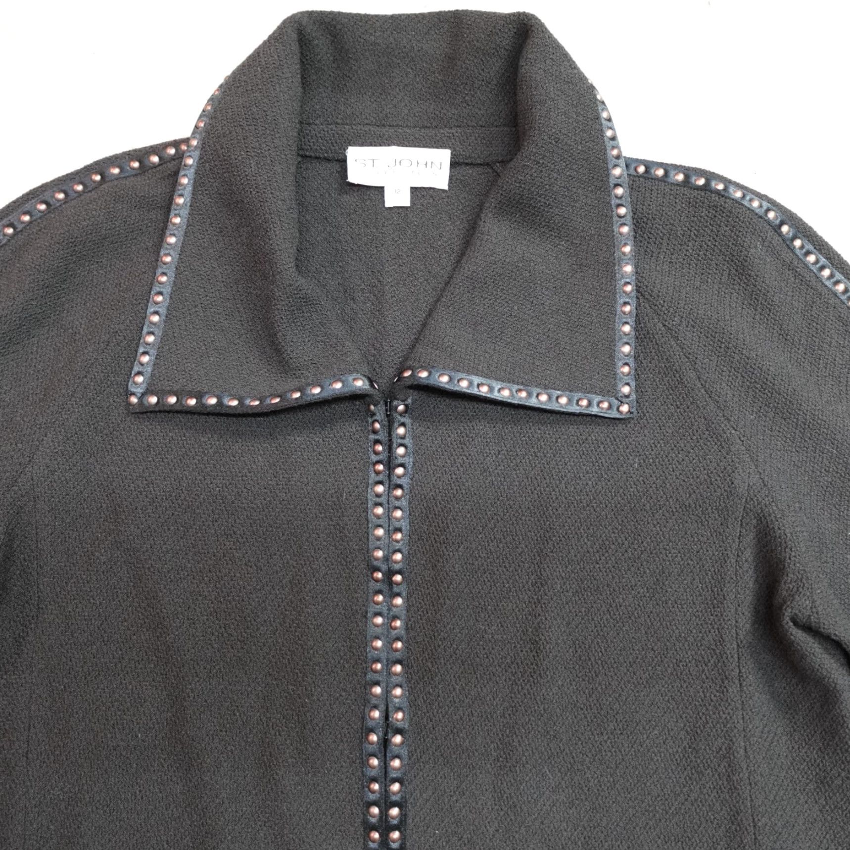St. John St. John Womens Cardigan Sweater 12 Brown Santana Knit Chore Studded Clasps Size XL / US 12-14 / IT 48-50 - 2 Thumbnail