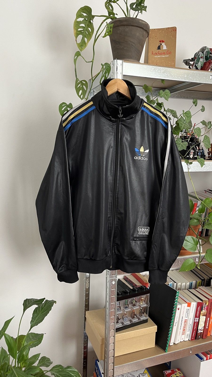 Adidas Streetwear Vintage Adidas Chile 62 Track Jacket Black Stripes Blue Gold Silver Grailed