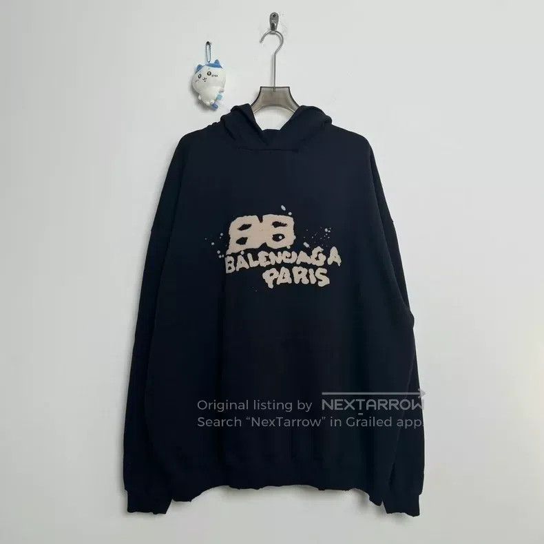 Balenciaga Balenciaga Black Graffiti Splatter Letter Hoodie M Size US M / EU 48-50 / 2 - 1 Thumbnail