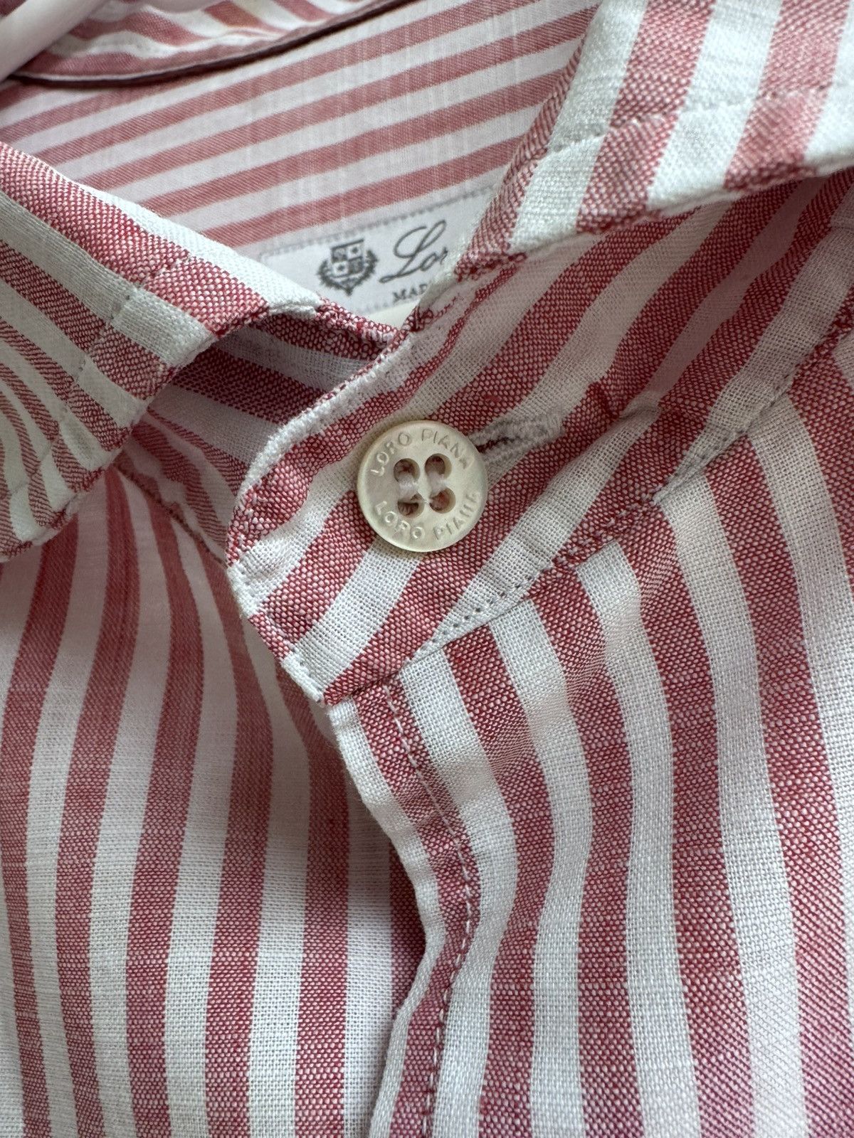 Loro Piana Loro Piana Striped Cotton Button Up Shirt Long Sleeve Pink Size US XXL / EU 58 / 5 - 6 Thumbnail
