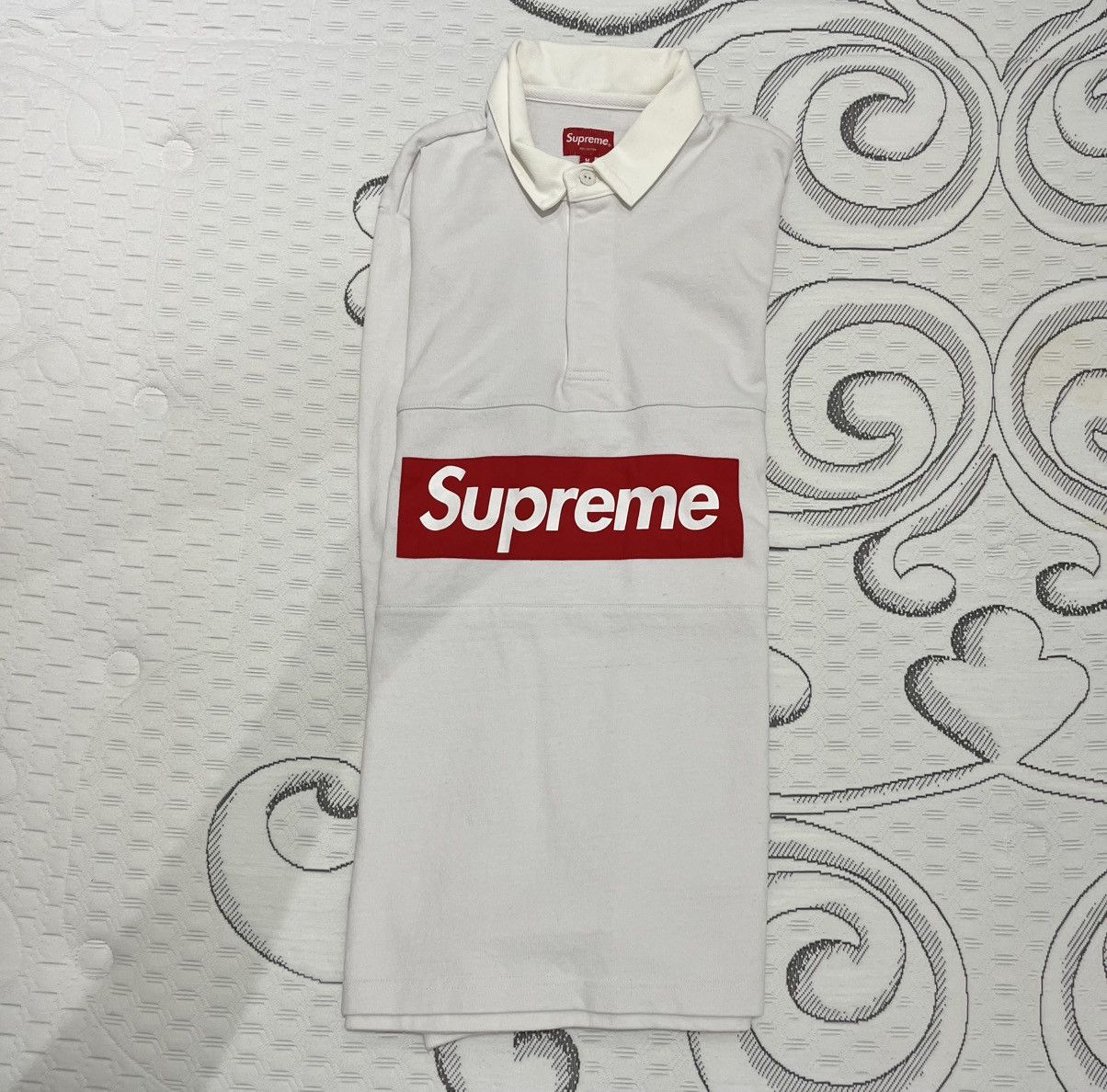 USED Supreme Box logo Polo ラグビー M NWT Supreme Big Box Logo Paneled Rugby Shirt Polo Multicolor