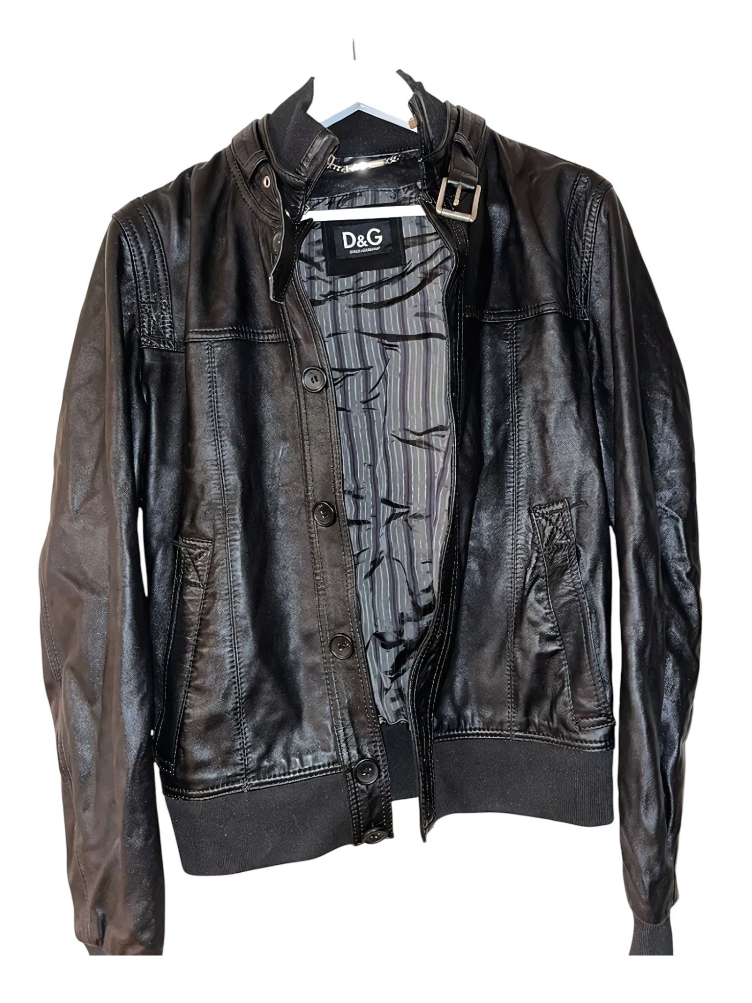 DETACHABLE COLLAR LAMBSKIN LEATHER JACKET