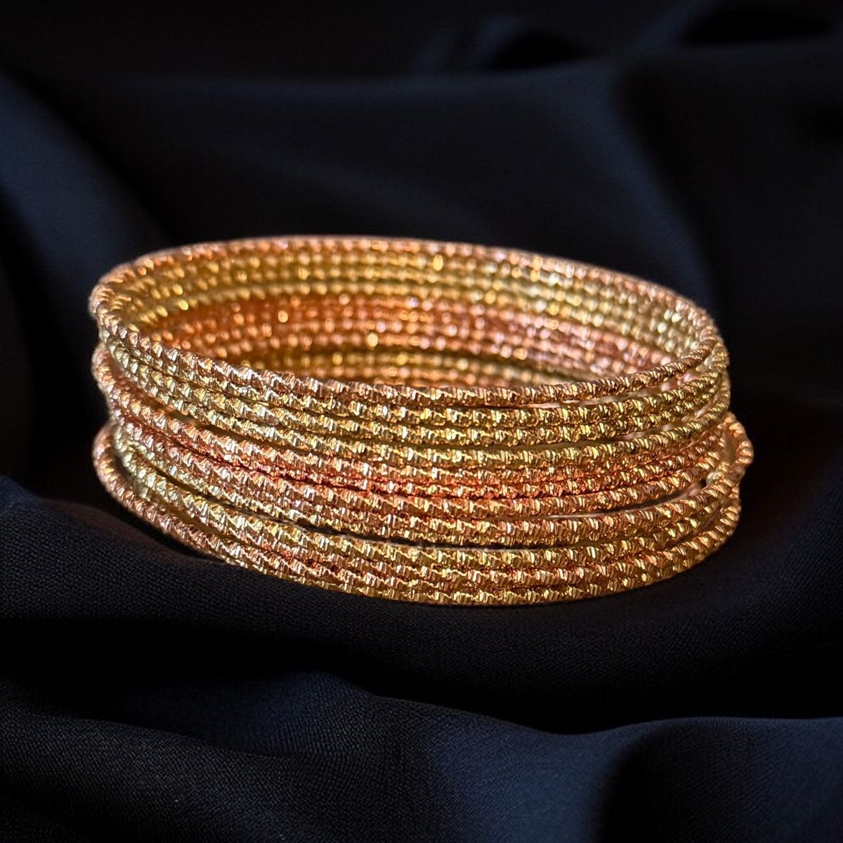 Other Rose gold and gold tone textured diamond cut bangle bracelet Size ONE SIZE - 1 Thumbnail