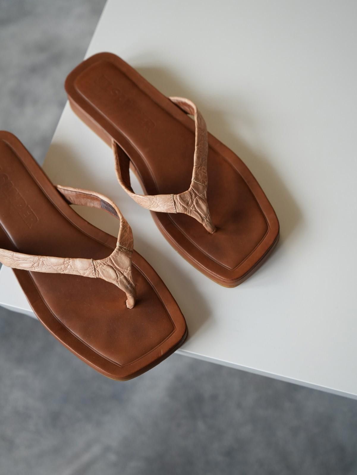 Jil Sander Jil Sander Crocodile Leather Square-Toe Thong Sandals Size US 5 / IT 35 - 4 Thumbnail