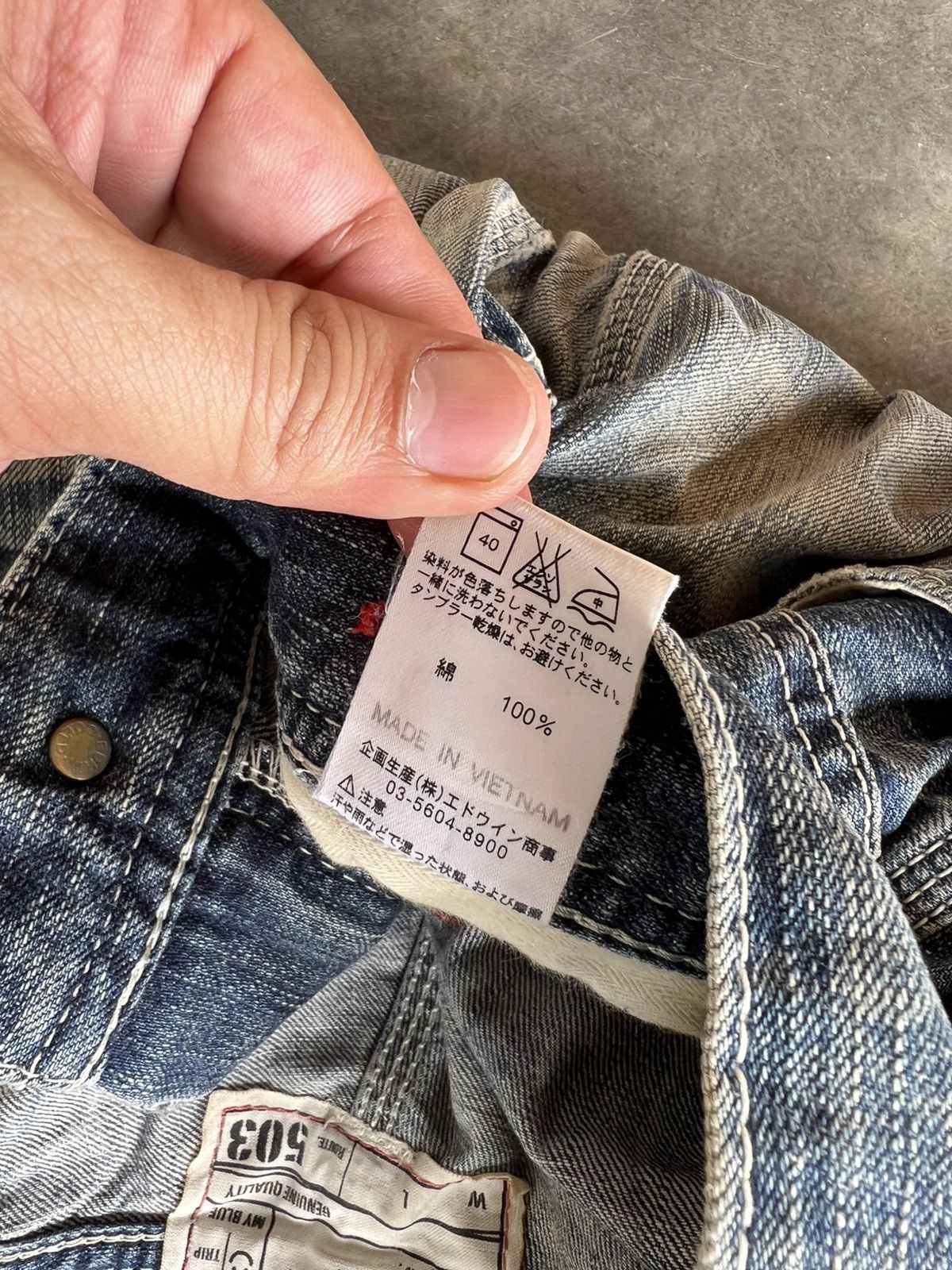 Edwin 💥Flare💥Edwin 503 Blue Trip Backle Back Jean Size US 30 / EU 46 - 25 Thumbnail