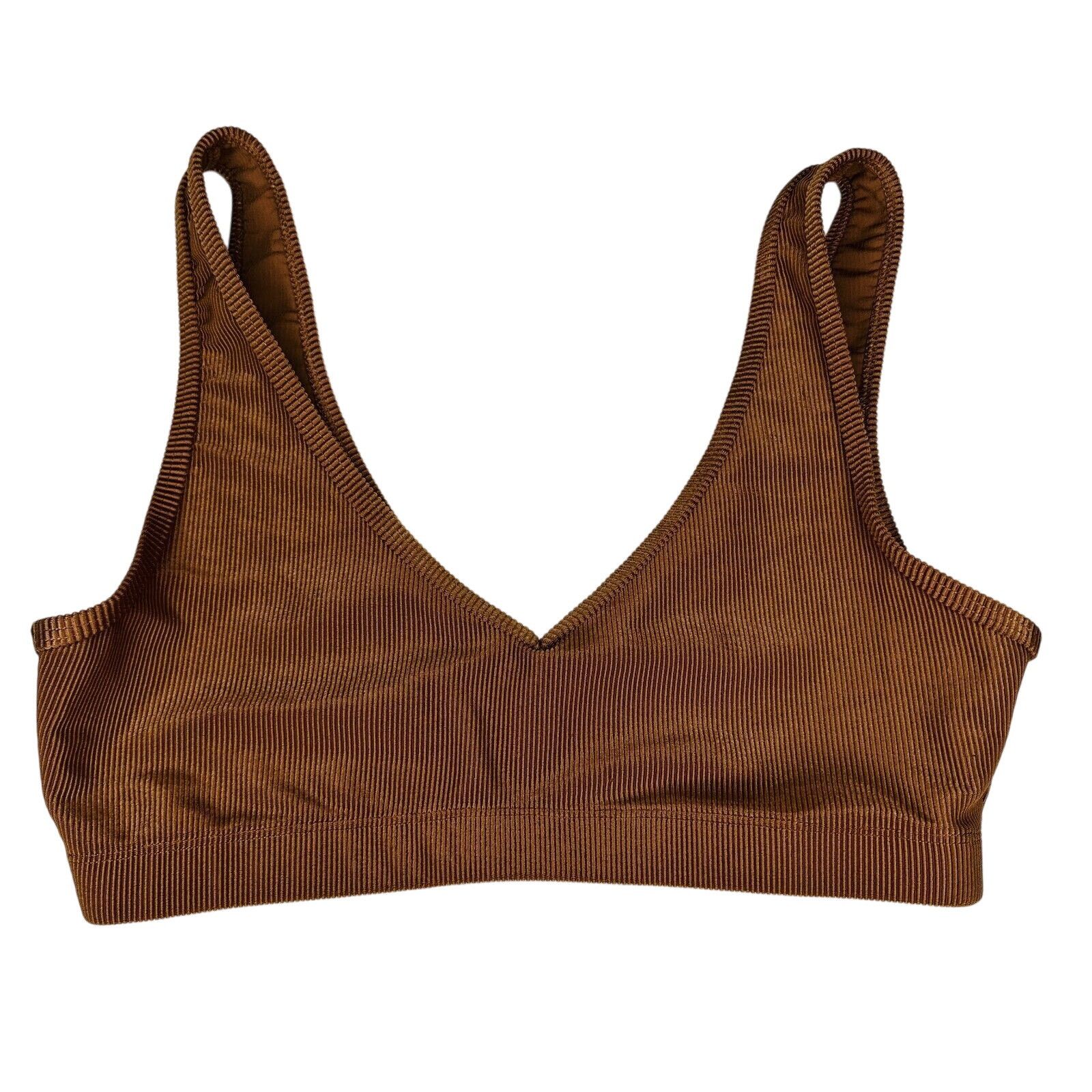 Other Weworewhat Brown V-Neck Stretch Pullover Sports Bra Medium Size M / US 6-8 / IT 42-44 - 1 Thumbnail