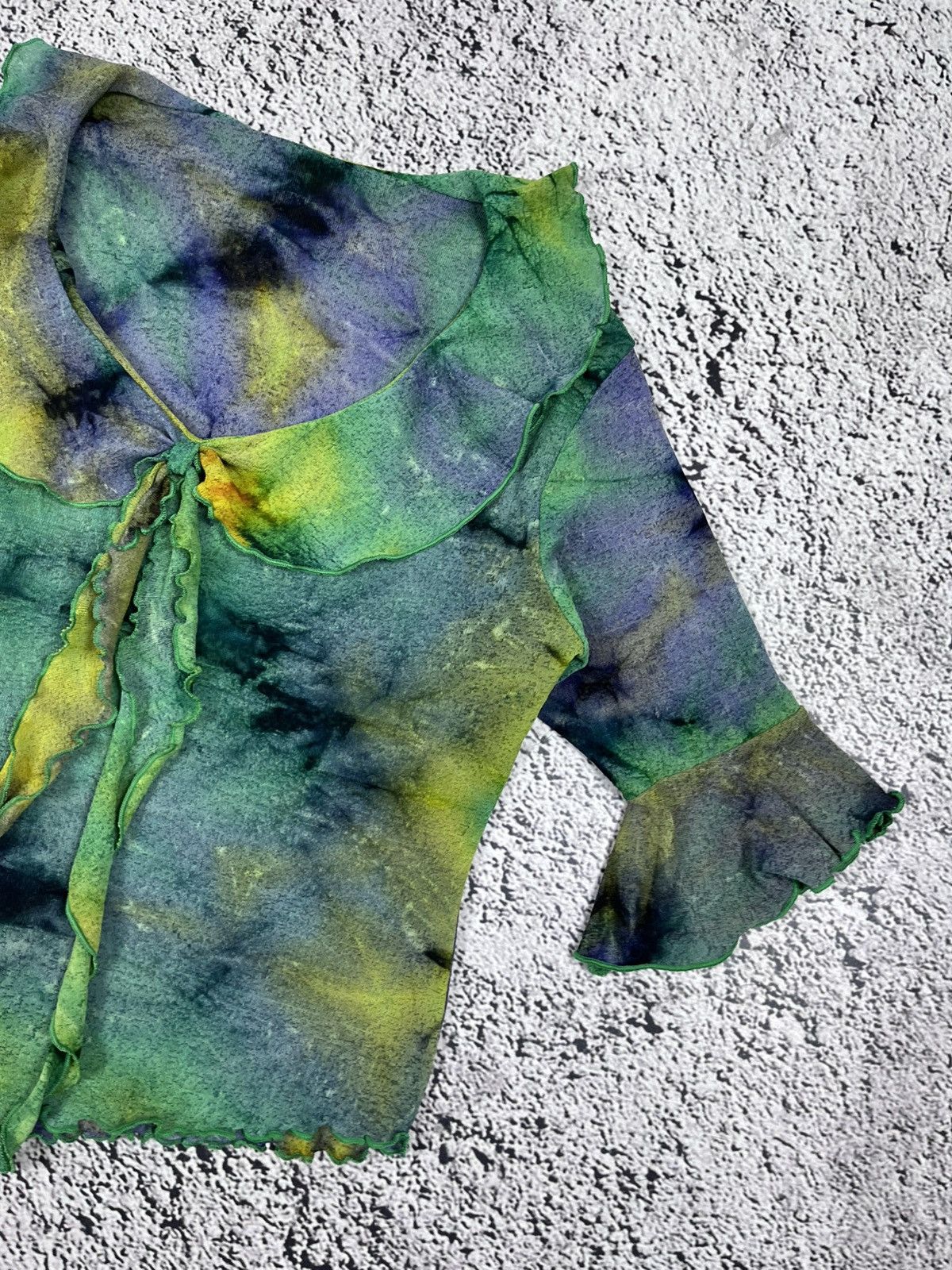 Japanese Brand Vintage Y2K Sheer Mesh Tie Front Top Psychedelic Size M / US 6-8 / IT 42-44 - 3 Thumbnail
