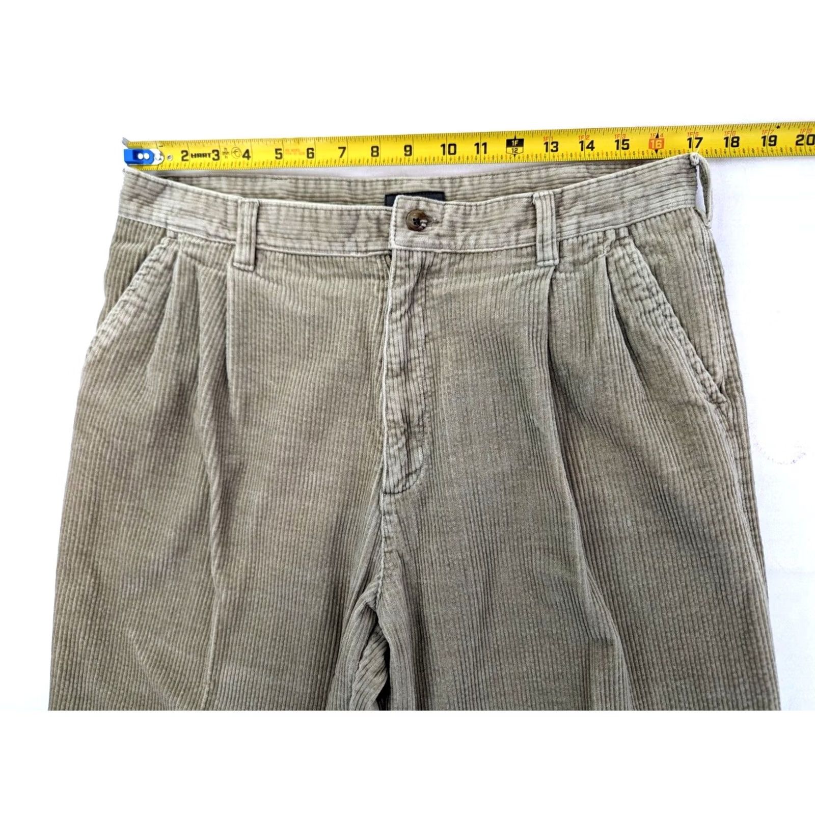 Croft & Barrow Croft & Barrow Pants Men 36x30 (Fits 34x28) Beige Corduroy Straight Pleated Cuff Size US 34 / EU 50 - 7 Thumbnail