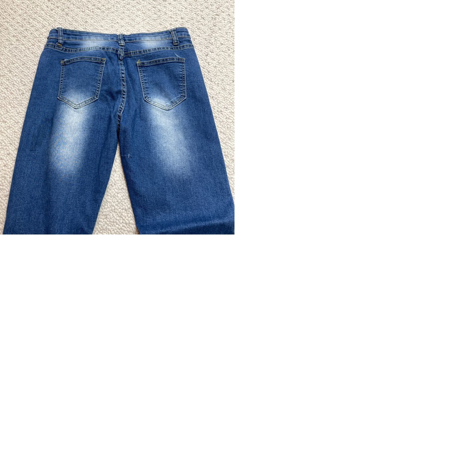 Denime Unbranded Skinny Jeans Womens XL 30x29 Denim Blue Distressed Sandblasted Dark Wash MidRise 5-Pocket Stretch Size 40" / US 18 - 9 Thumbnail