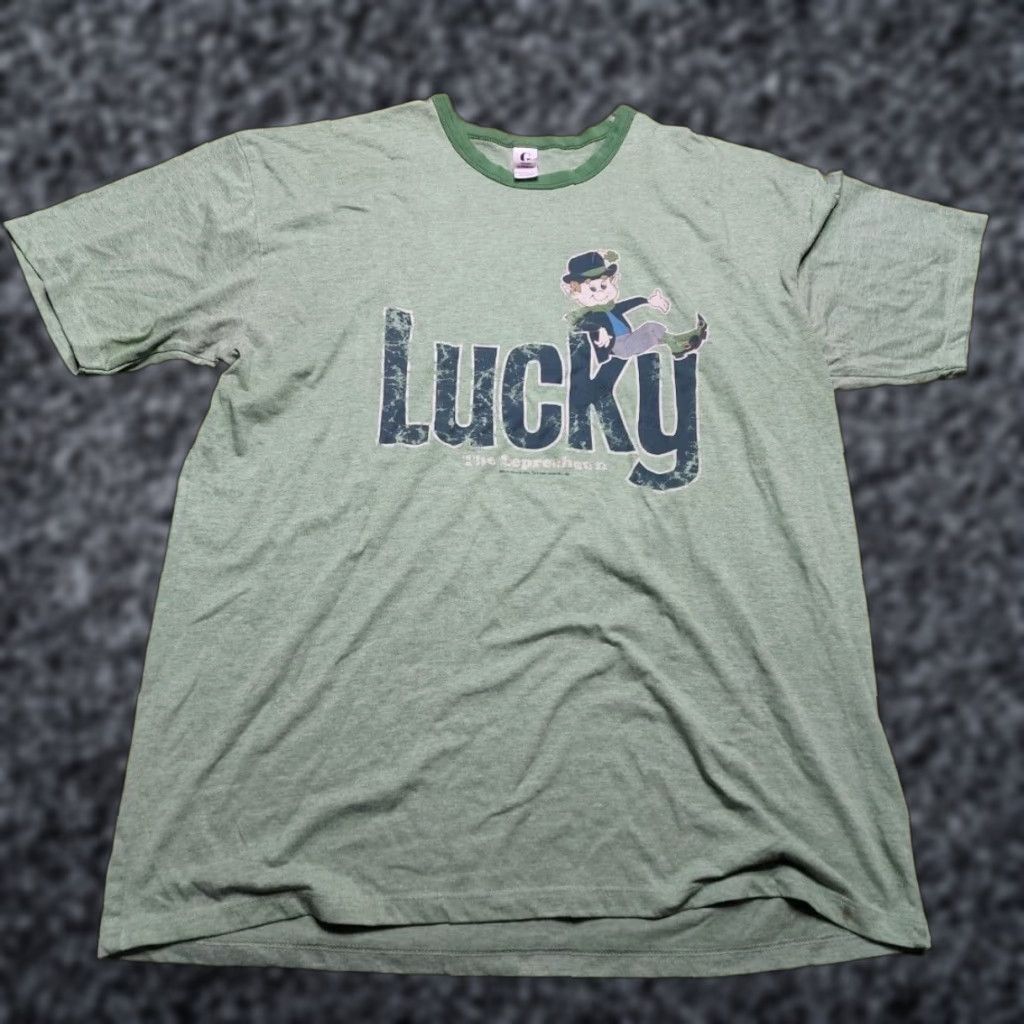 Etro VINTAGE Lucky Charms Ringer T Shirt Green Leprechaun Mens XL Size US XL / EU 56 / 4 - 1 Thumbnail