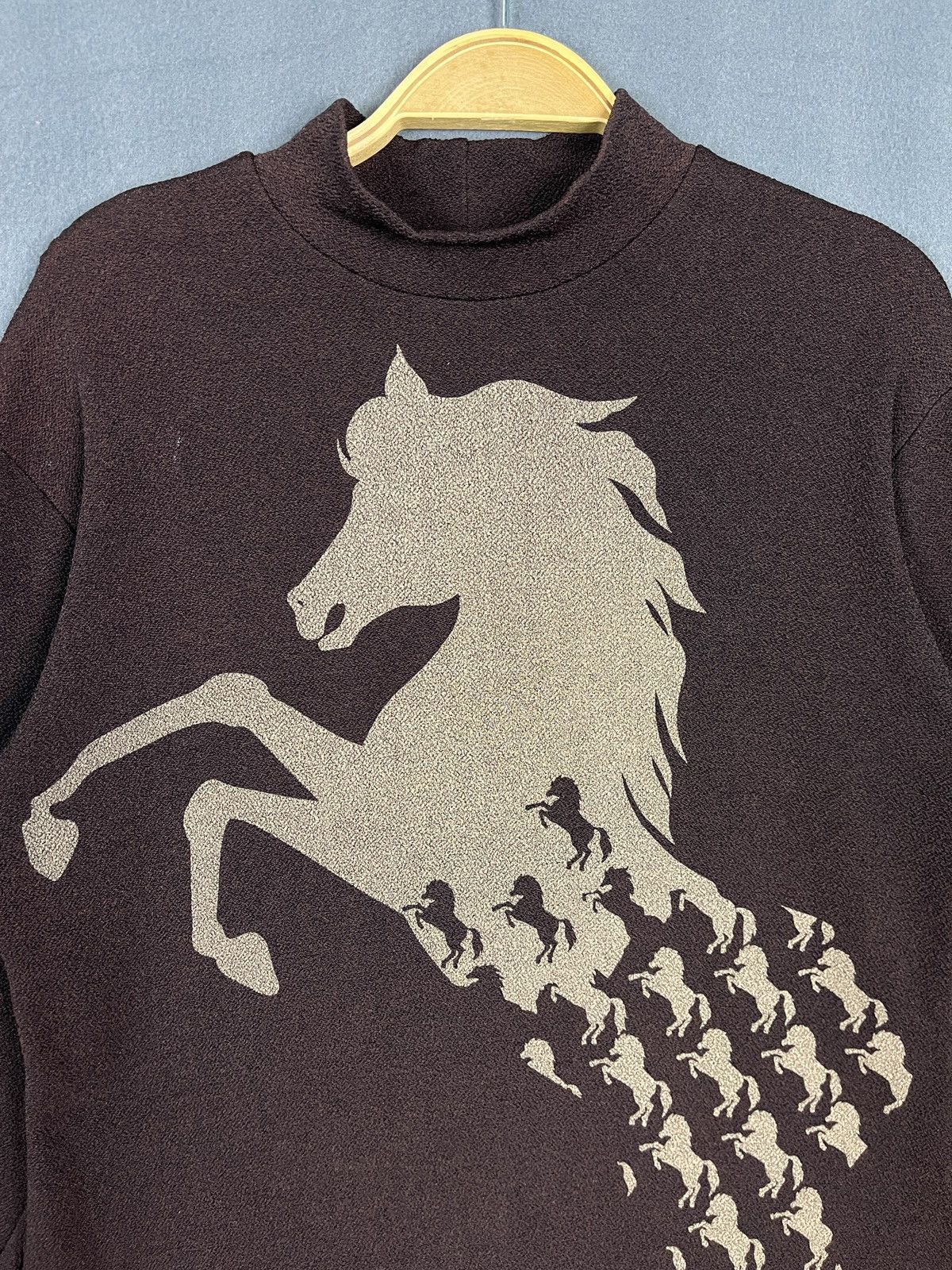 Japanese Brand × Vintage Horse Art Design Turtleneck Stretchable Sweater Size S / US 4 / IT 40 - 5 Thumbnail