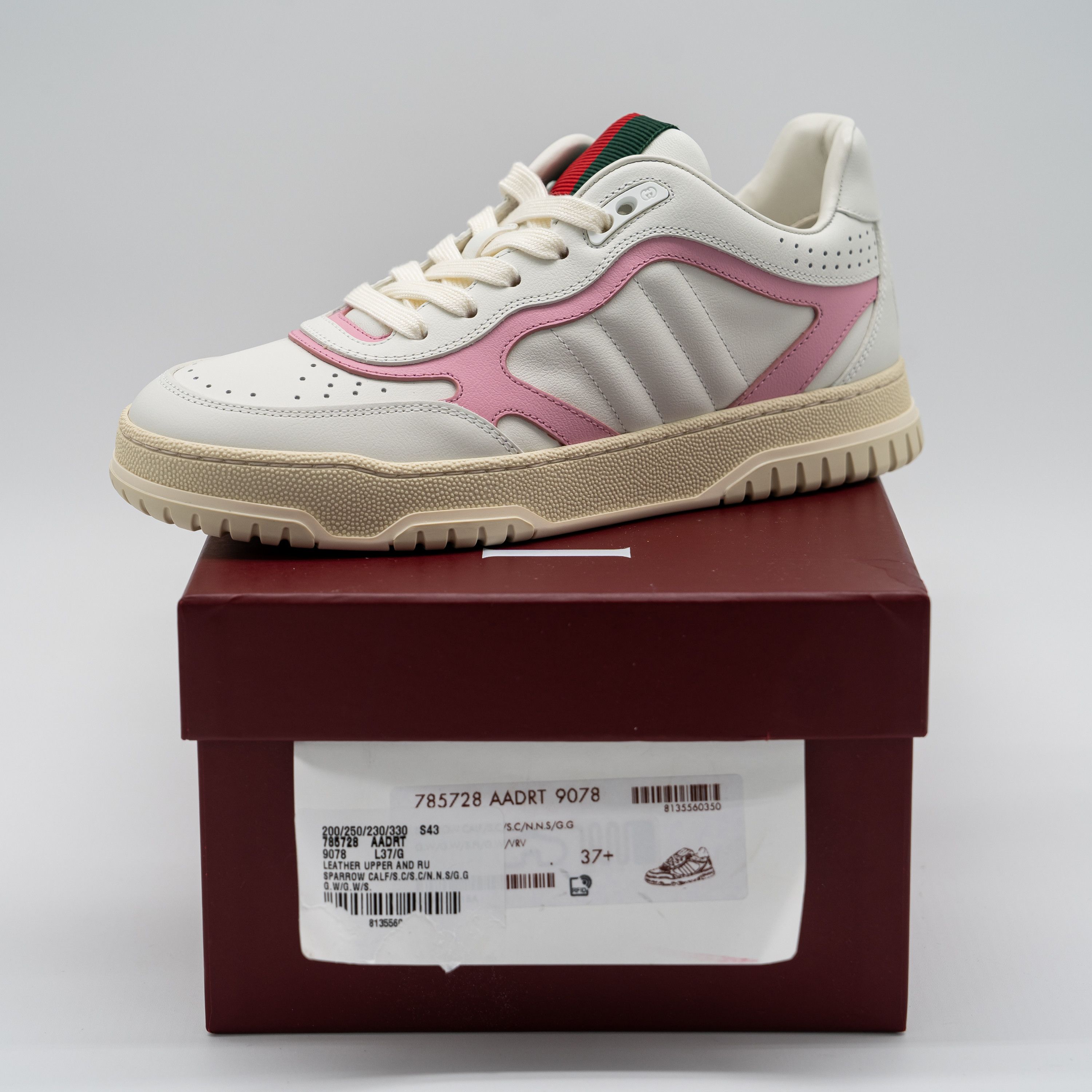 Gucci 7.5 US Gucci Re-Web Sneakers White Pink Leather Size US 7.5 / IT 37.5 - 13 Thumbnail