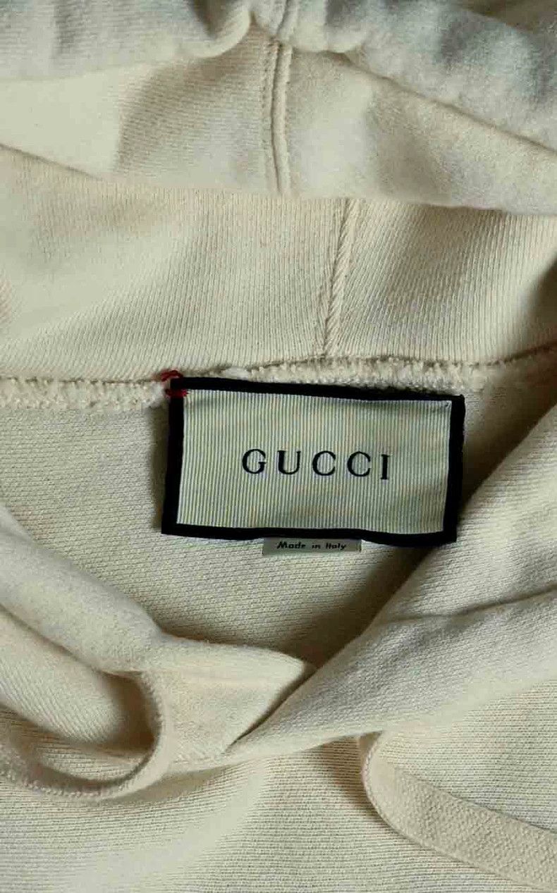 Gucci Gucci Beige logo embroidered cotton hooded drawstring swea Size US S / EU 44-46 / 1 - 3 Thumbnail