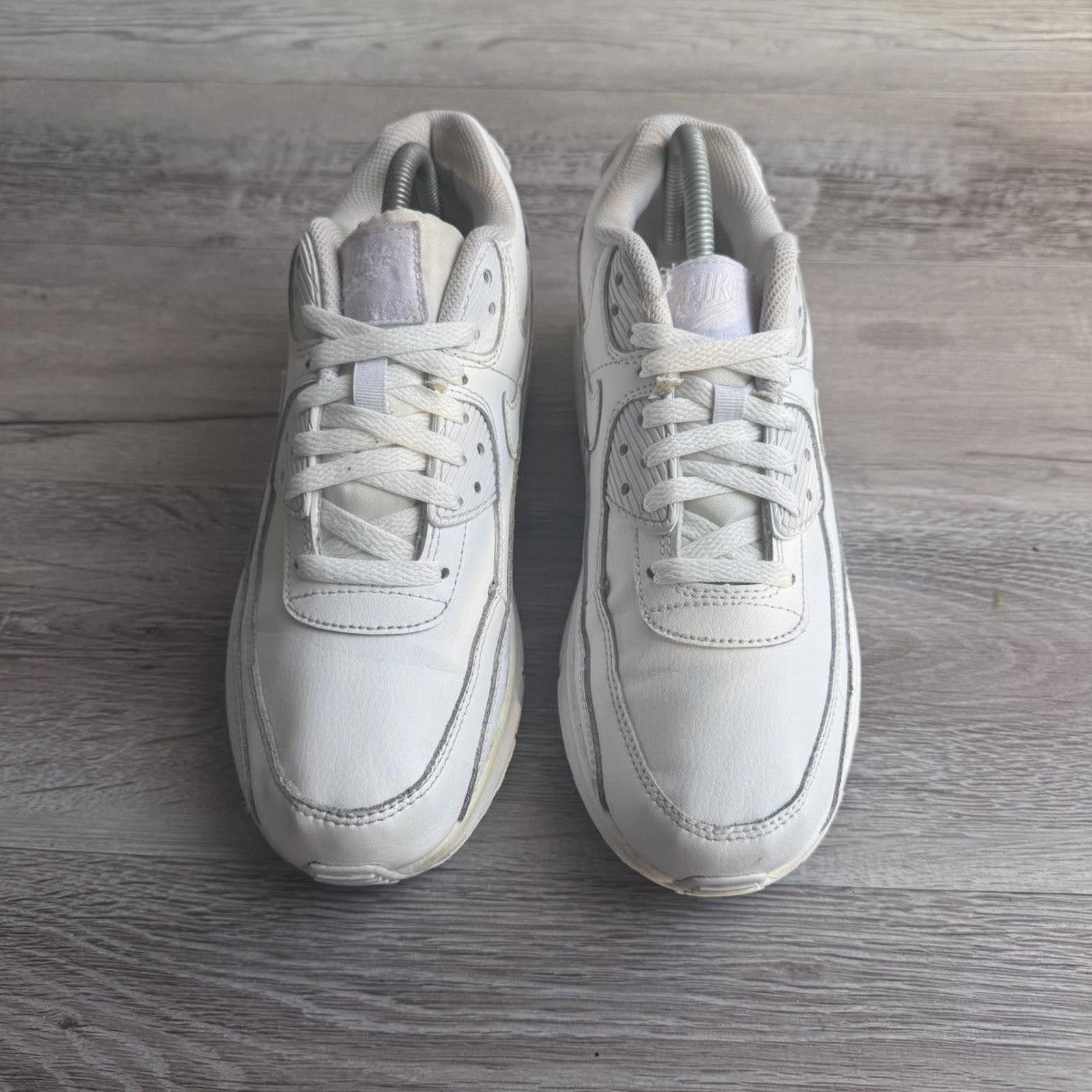 Nike NIKE • Air Max 90 GS "Recraft Triple White" (7M) Size US 7 / EU 40 - 4 Thumbnail