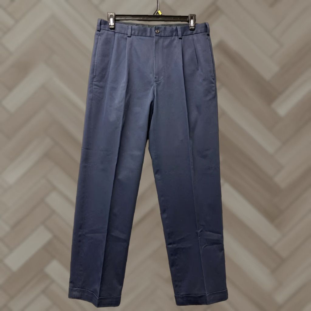 Brooks Brothers VINTAGE Brooks Brothers Mens Cotton Chino Pants Dark Indigo Blue Size 33W x 32 Mens Size US 33 - 1 Thumbnail