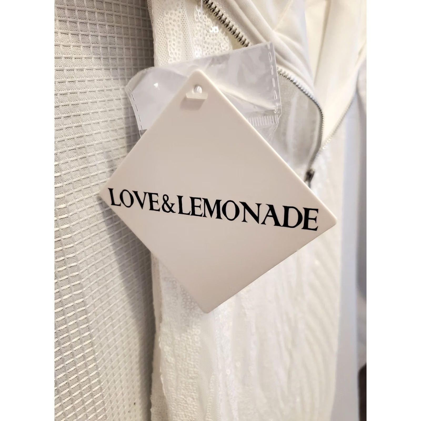 Vintage VINTAGE Love & Lemonade Gown Dress Mermaid Sequin White Strapless Long Formal Slit Womens L Side Slip Size L / US 10 / IT 46 - 7 Thumbnail