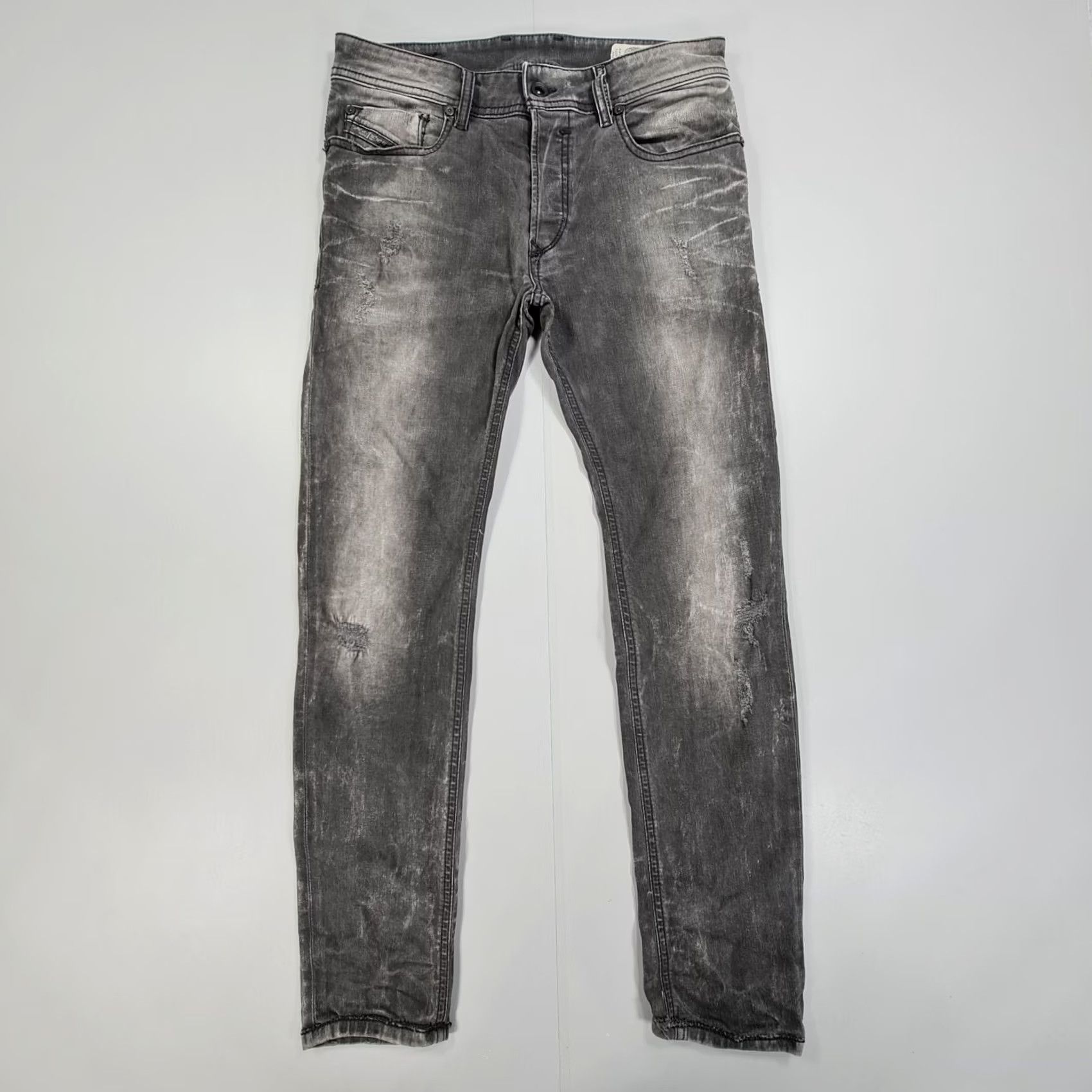 Diesel Diesel Sleenker Jeans Mens Grey Skinny Slim Stretch Denim 0676P W30 L29 5-Pocket Distressed 98% Cotton Elastane Slim Fit Size US 30 / EU 46 - 2 Thumbnail