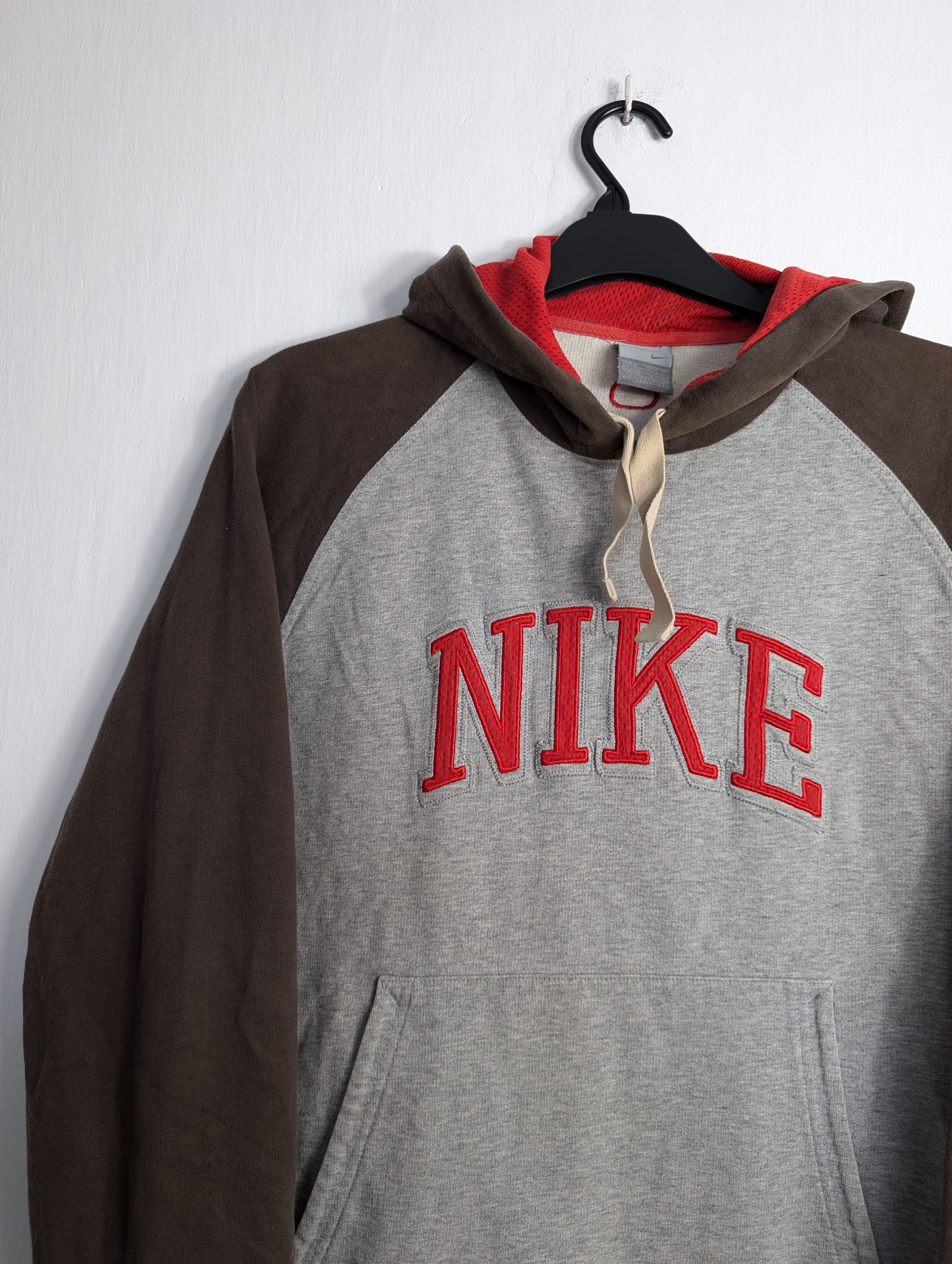 Nike Vintage Nike Hoodie Center Spellout Logo Brown Grey Y2K M Size US M / EU 48-50 / 2 - 2 Thumbnail