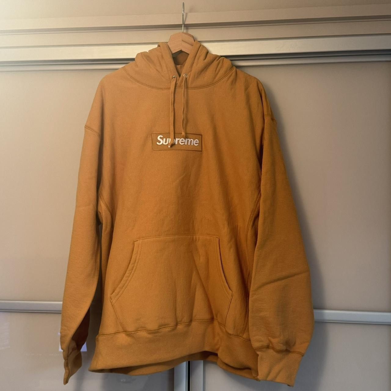 image of Supreme Box Logo Hoodie - Light Mustard, Men's (Size XL)