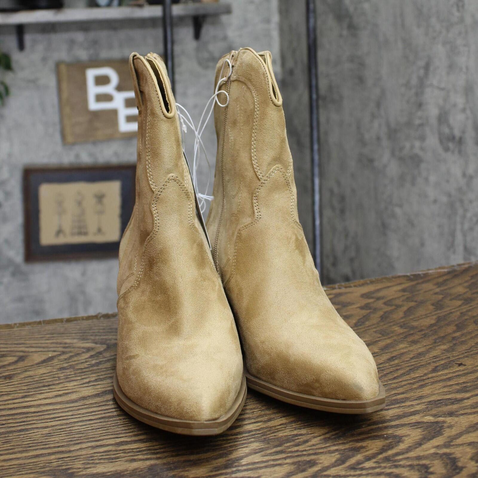 Designer Universal Thread Width Western Ankle Boots Tan Brown 7.5W Size US 7.5 / IT 37.5 - 3 Thumbnail