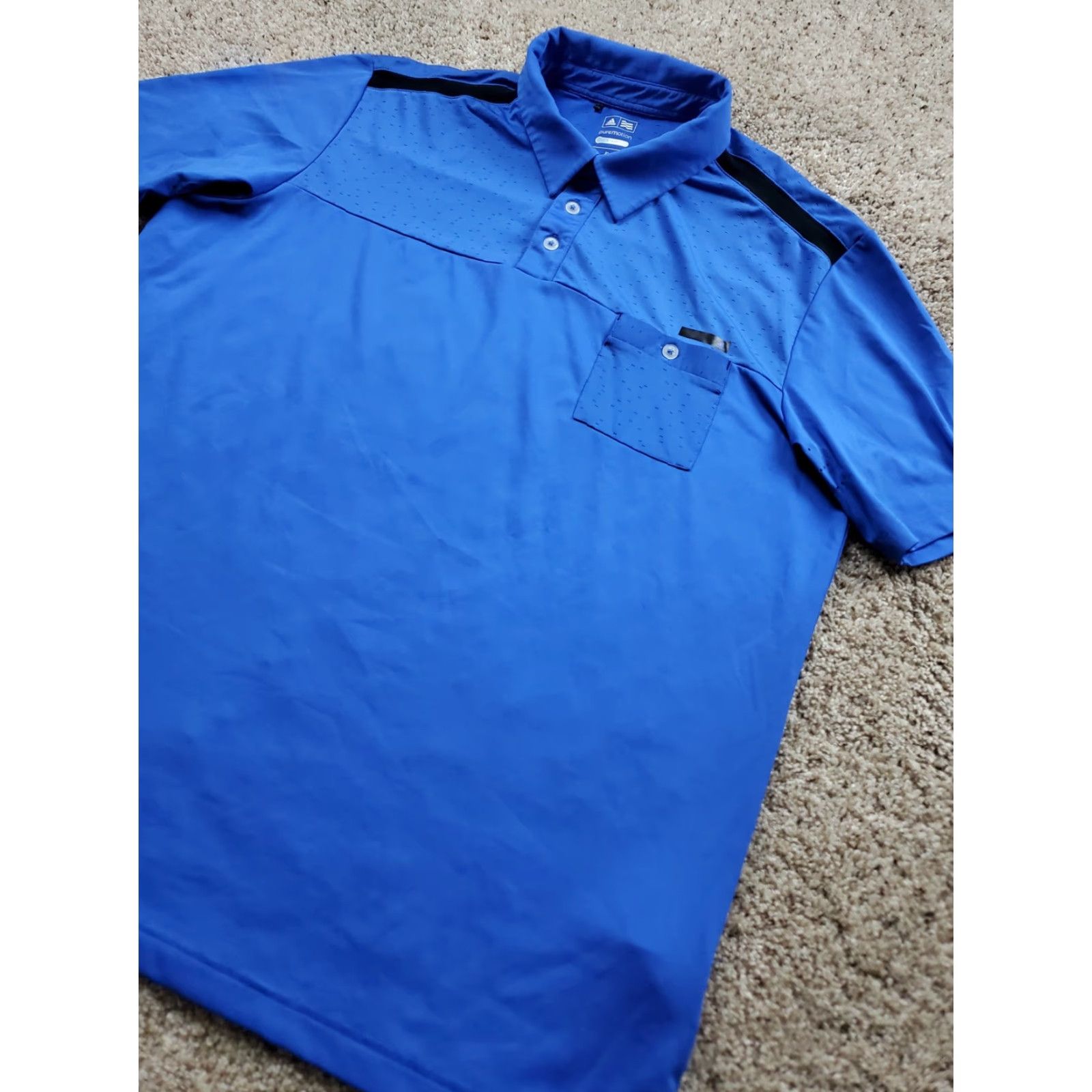 Adidas Adidas Golf Polo Shirt Mens XL Blue Puremotion CoolMax Vented Short Sleeve Collared Size US XL / EU 56 / 4 - 2 Thumbnail