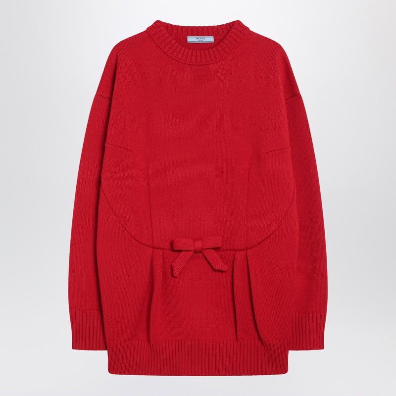 Prada Prada Red Wool Sweater With Bow Size S / US 4 / IT 40 - 1 Thumbnail