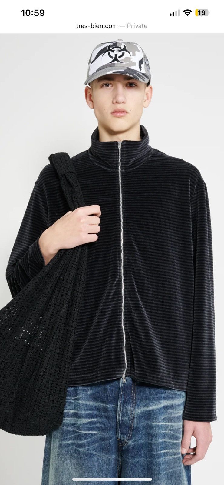 Our Legacy Our Legacy | Shrunken Fullzip Polo | Phantom Stripe