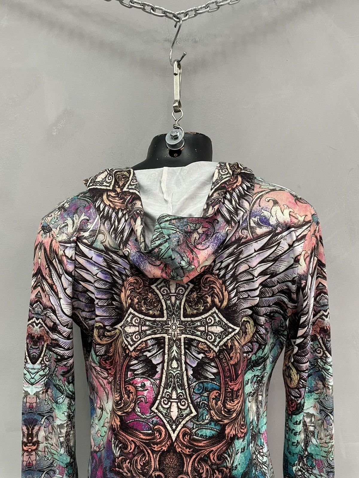 Hysteric Glamour Affliction style gothic cross print colorful Y2K zip hoodie Size US S / EU 44-46 / 1 - 10 Thumbnail