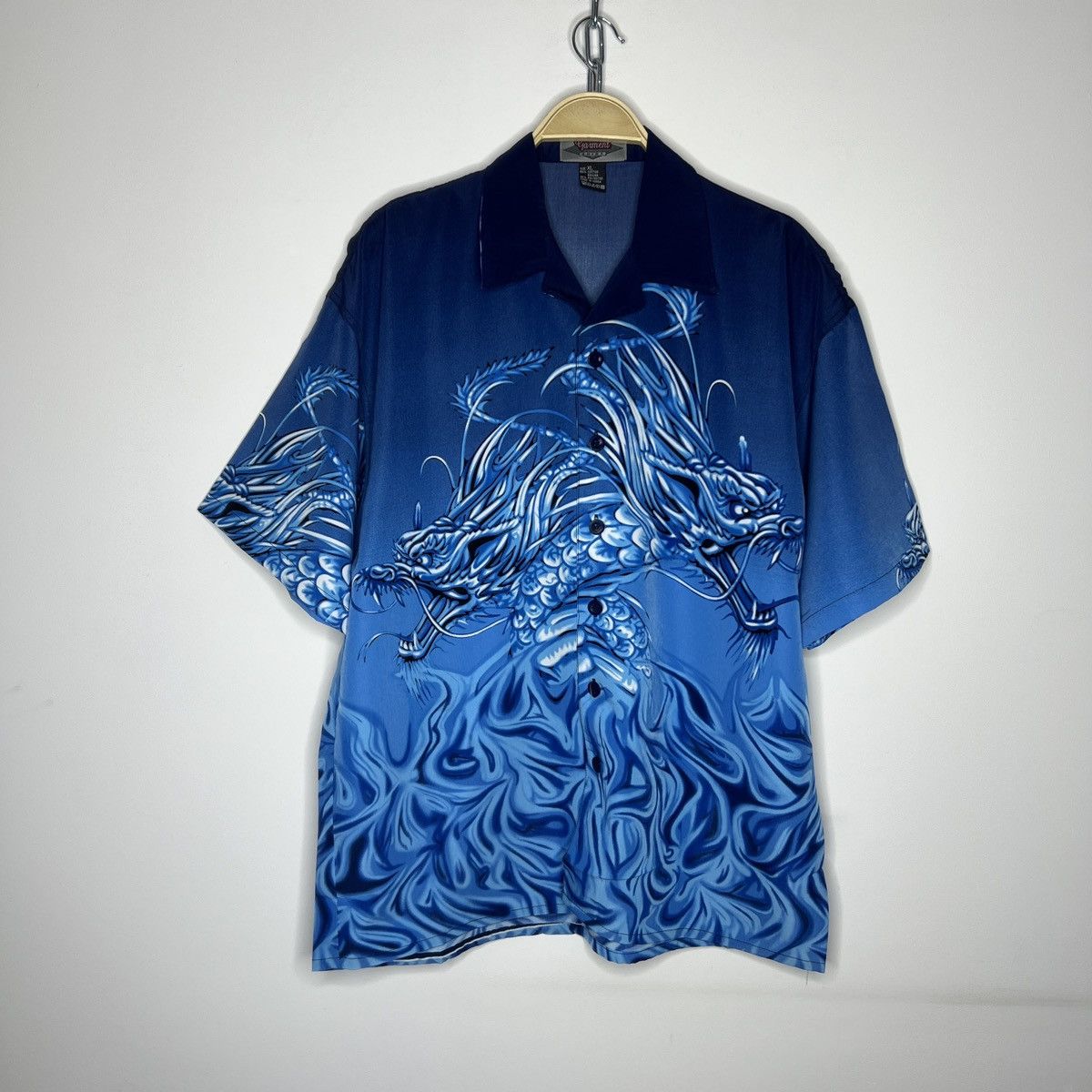Japanese Brand × Vintage Vintage Japanese Crazy Shirt Dragon Summer Overprint 90s Size US XL / EU 56 / 4 - 1 Thumbnail