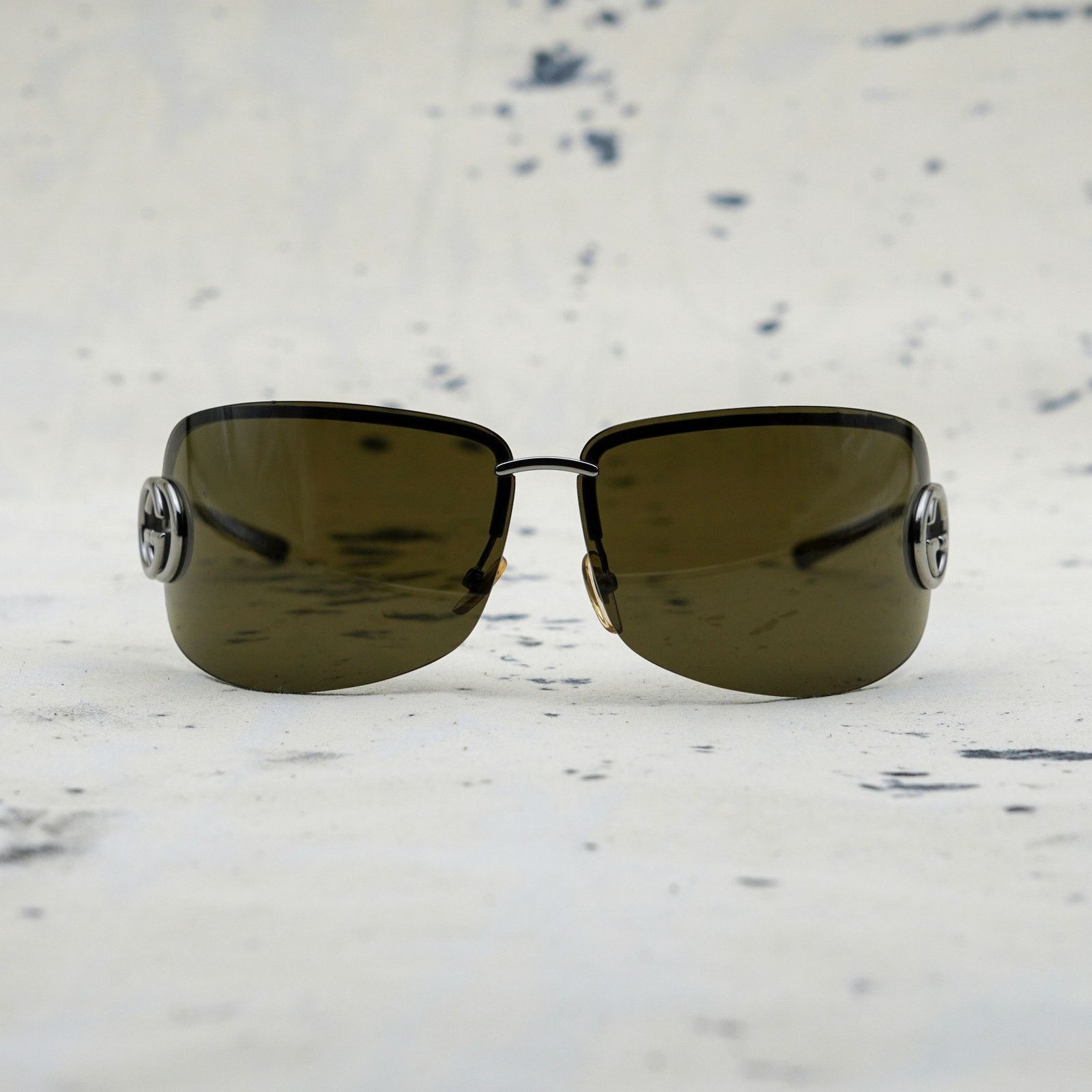Gucci Vintage gucci silver gg logo rimless shield y2k sunglasses Size ONE SIZE - 2 Thumbnail