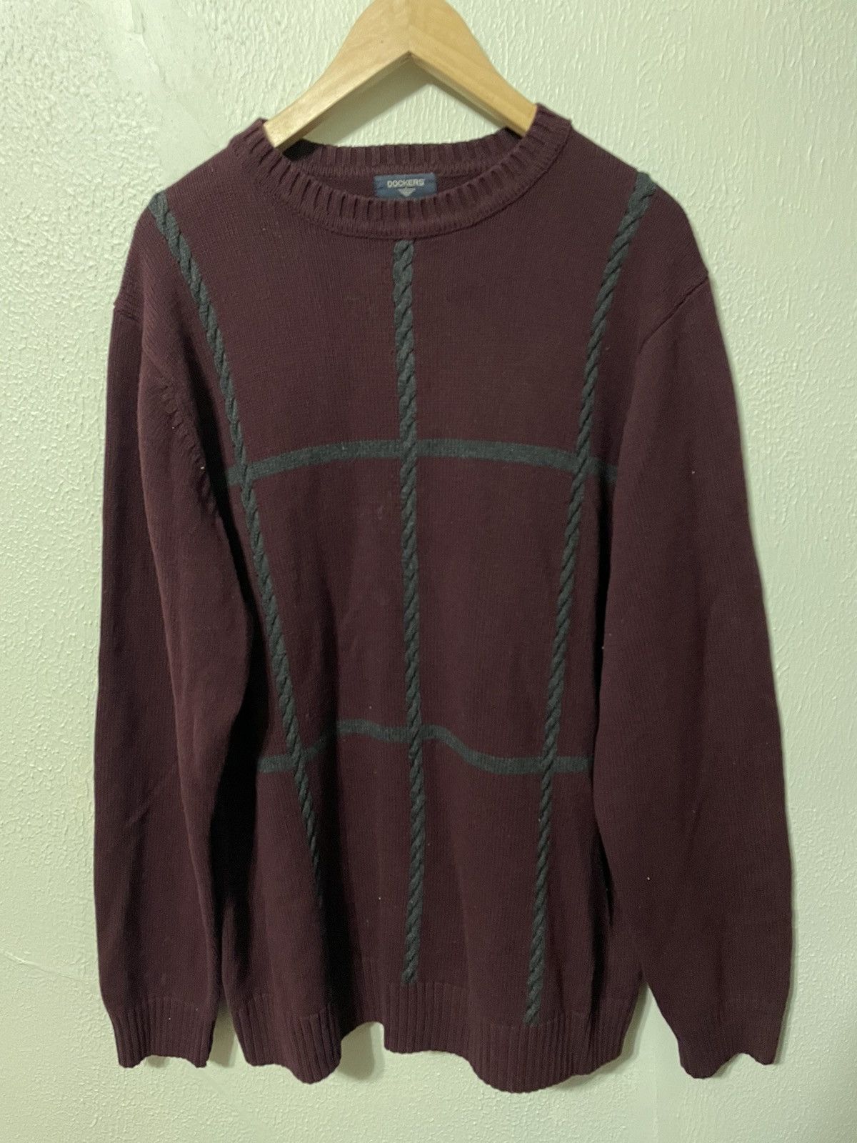 Vintage Vintage Braided Check Knit Sweater Size US XL / EU 56 / 4 - 1 Thumbnail