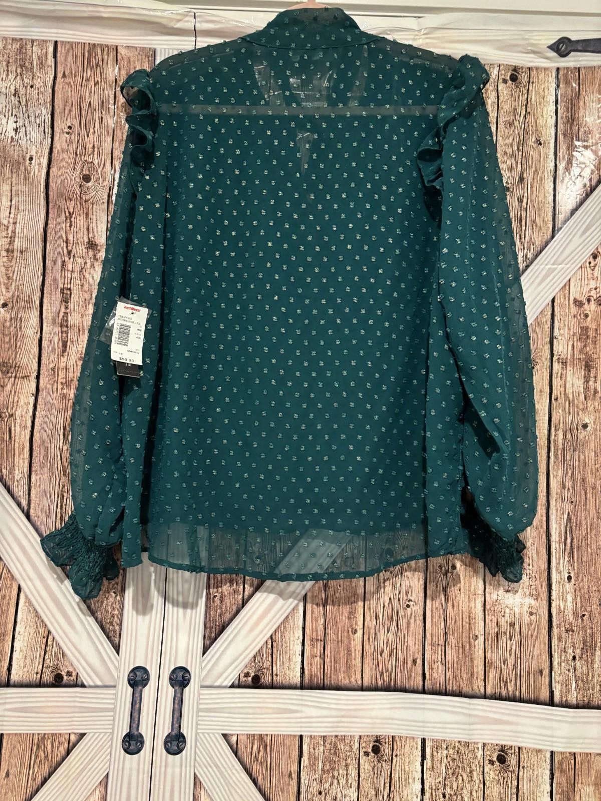Designer Womens green sz 1X Zac and Rachael blouse NWTags #312 Size XL / US 12-14 / IT 48-50 - 2 Thumbnail