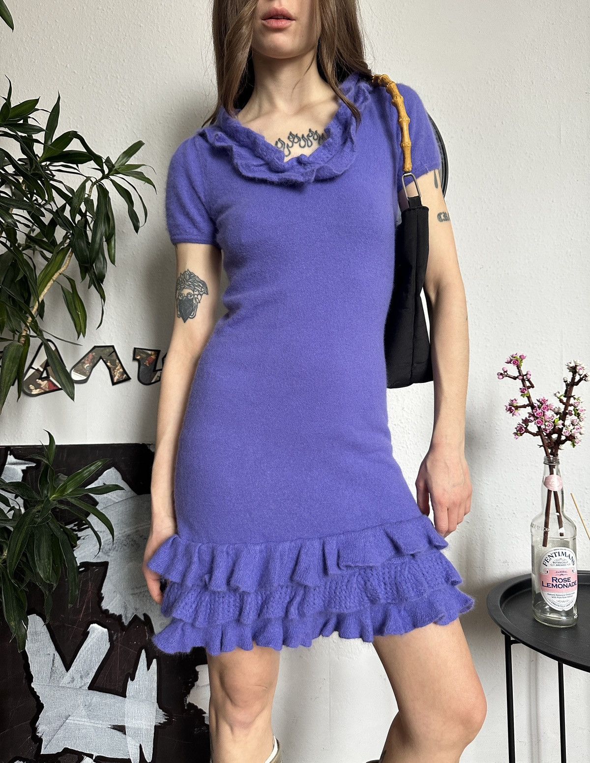 Other Luisa Spagnoli Angora Ruched Fluffy Cozy Midi Dress Size ONE SIZE - 1 Thumbnail