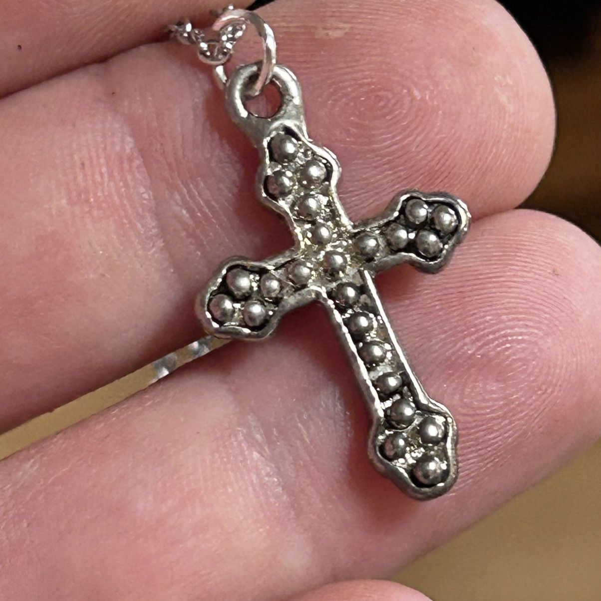 Handmade Handcrafted salvaged vintage textured cross pendant necklace Size ONE SIZE - 2 Thumbnail