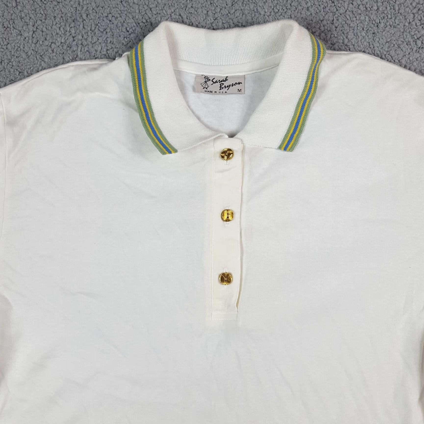Vintage VINTAGE Sarah Bryson Women's Polo Shirt Size M White Short Sleeve Collared Golf Retro Preppy 90s Size M / US 6-8 / IT 42-44 - 2 Thumbnail