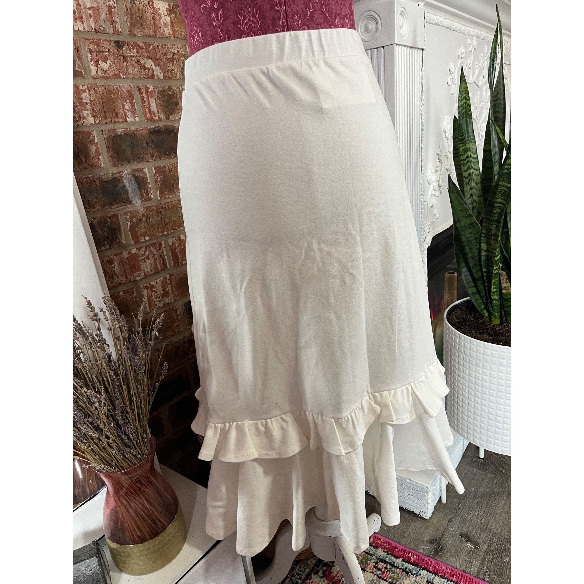 Other Brigitte Brianna Ivory Frill Skirt Womens Small Ruffle Hem H Size 26" / US 2 / IT 38 - 7 Thumbnail